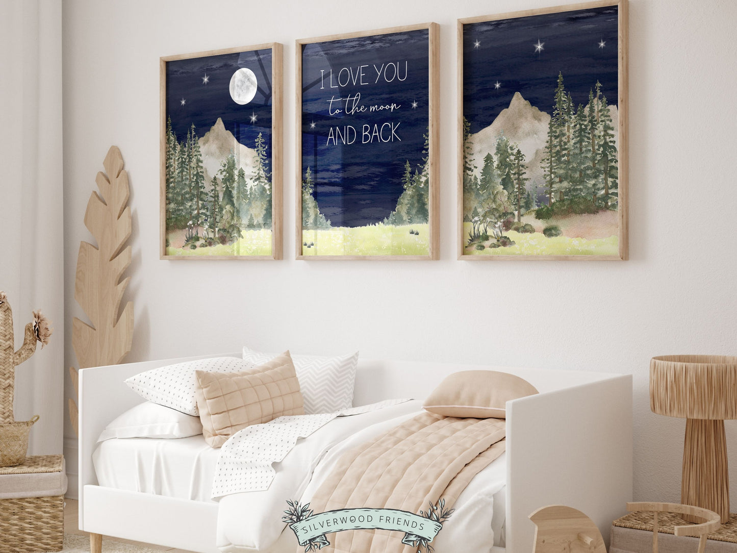 Mountain Theme Nursery Prints - I Love You To The Moon