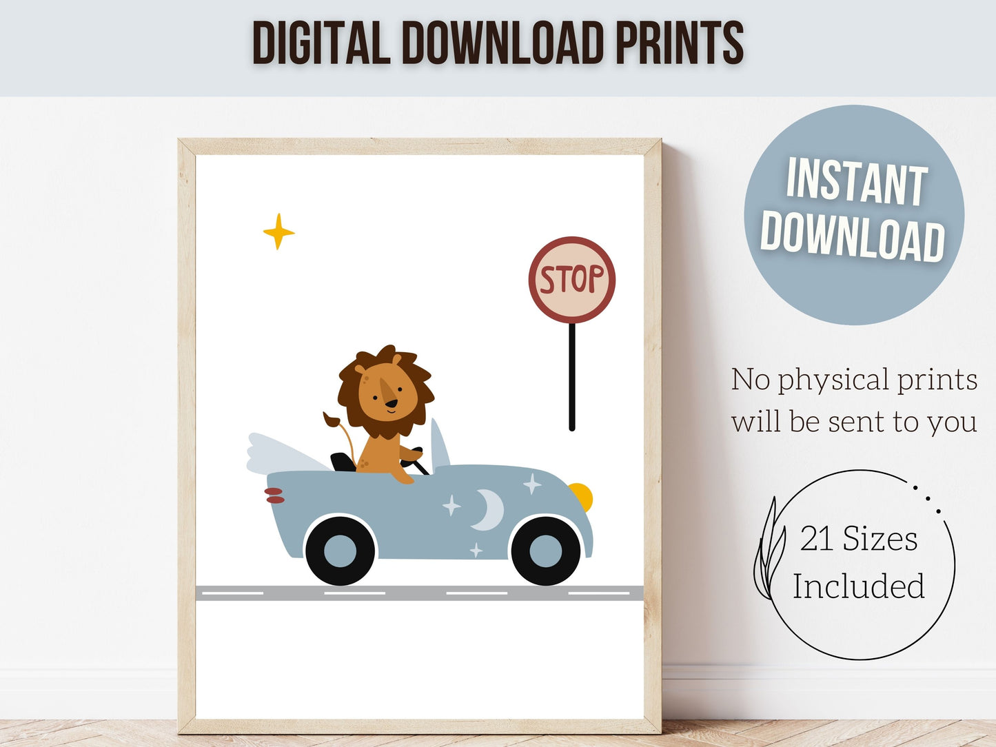 Animals Driving Cars Nursery Prints