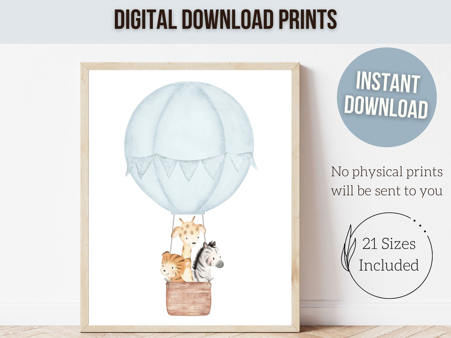 Safari Animals in Air Balloons - Set of 3