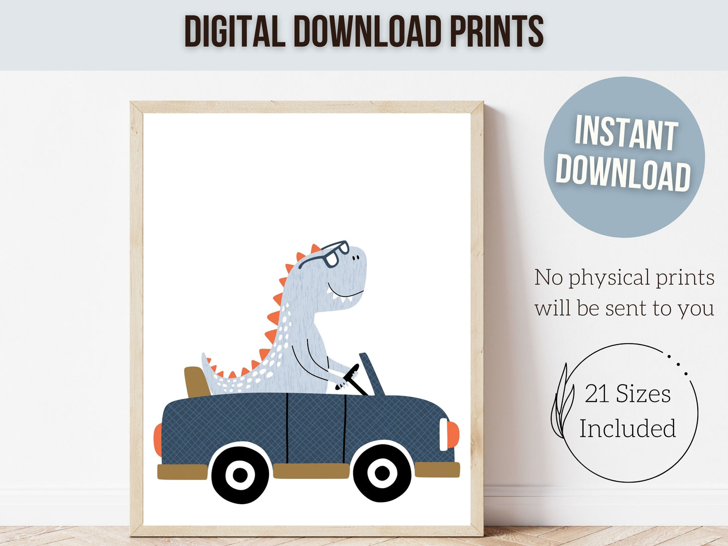 Dinosaur Car Nursery Prints Set of 6