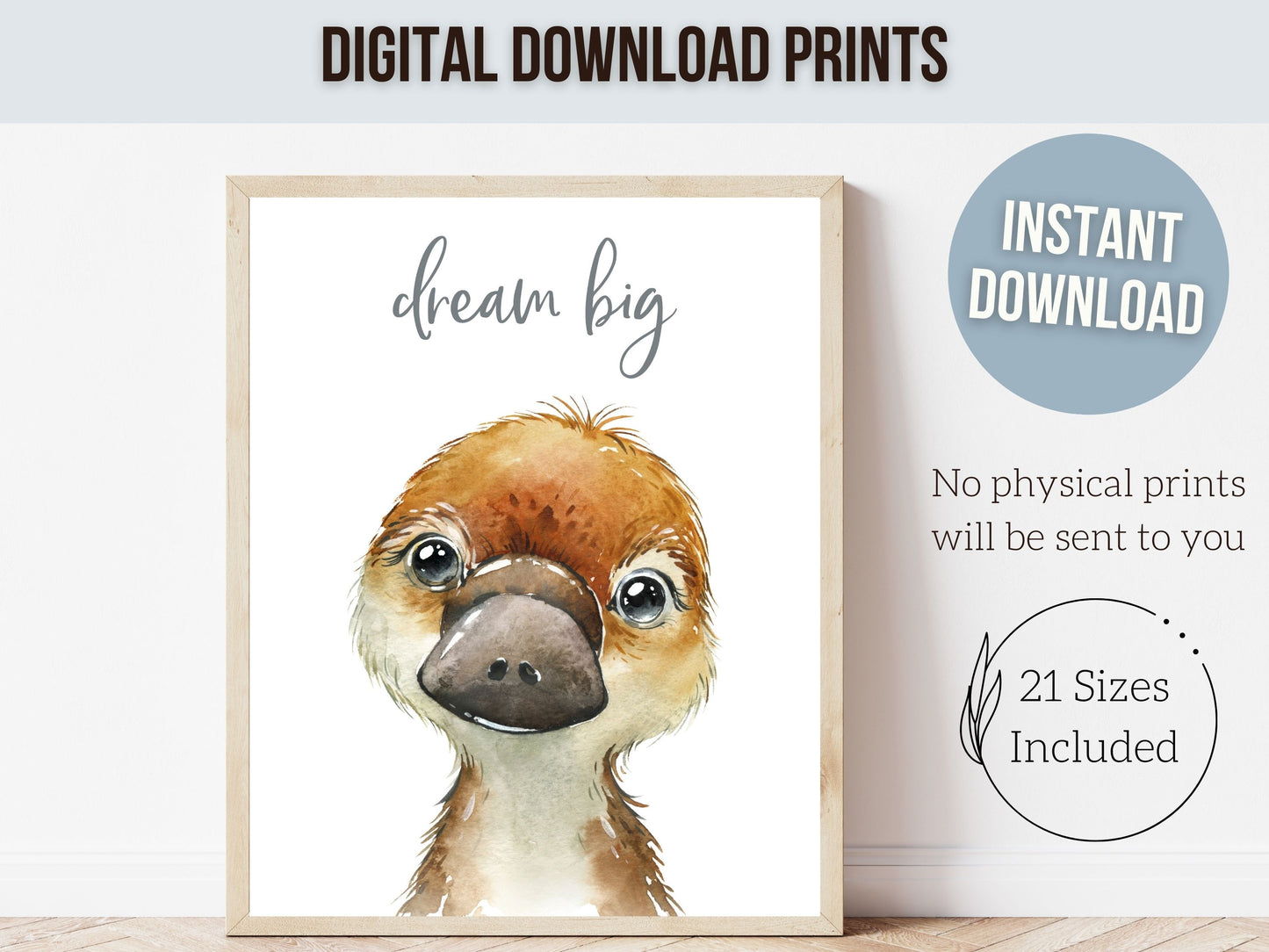 Australian Animals Dream Big Nursery Prints