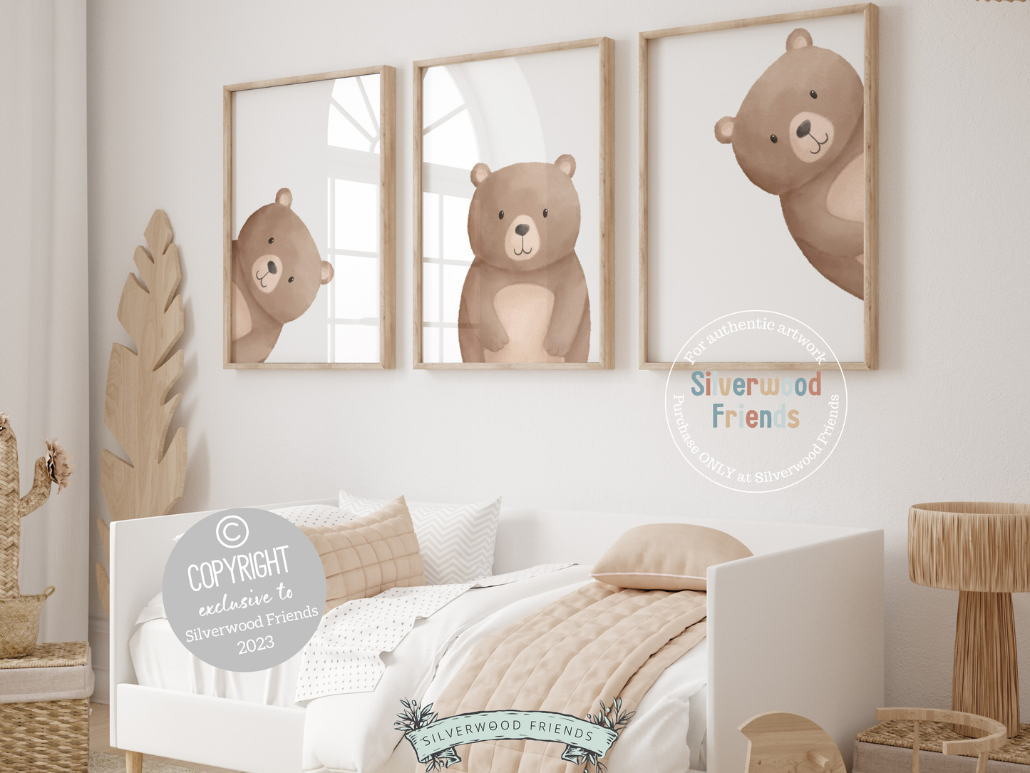 Peeking Bear Nursery Print Set of 3