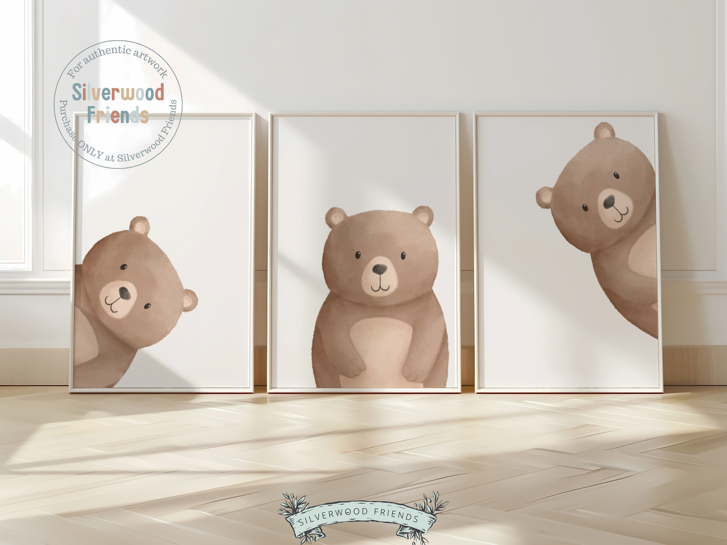 Peeking Bear Nursery Print Set of 3
