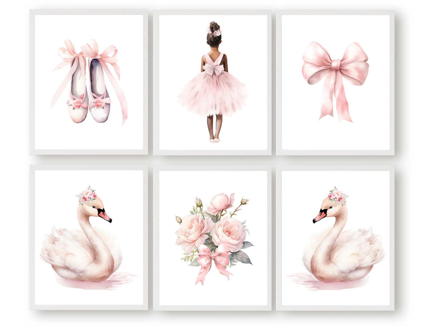 Set of 6 Ballet Nursery Prints. Perfect for your ballet nursery decor or dance inspired bedroom, these charming prints add an elegant touch to your baby girl's room inspiring dreams of graceful twirls and makes a unique baby shower gift.