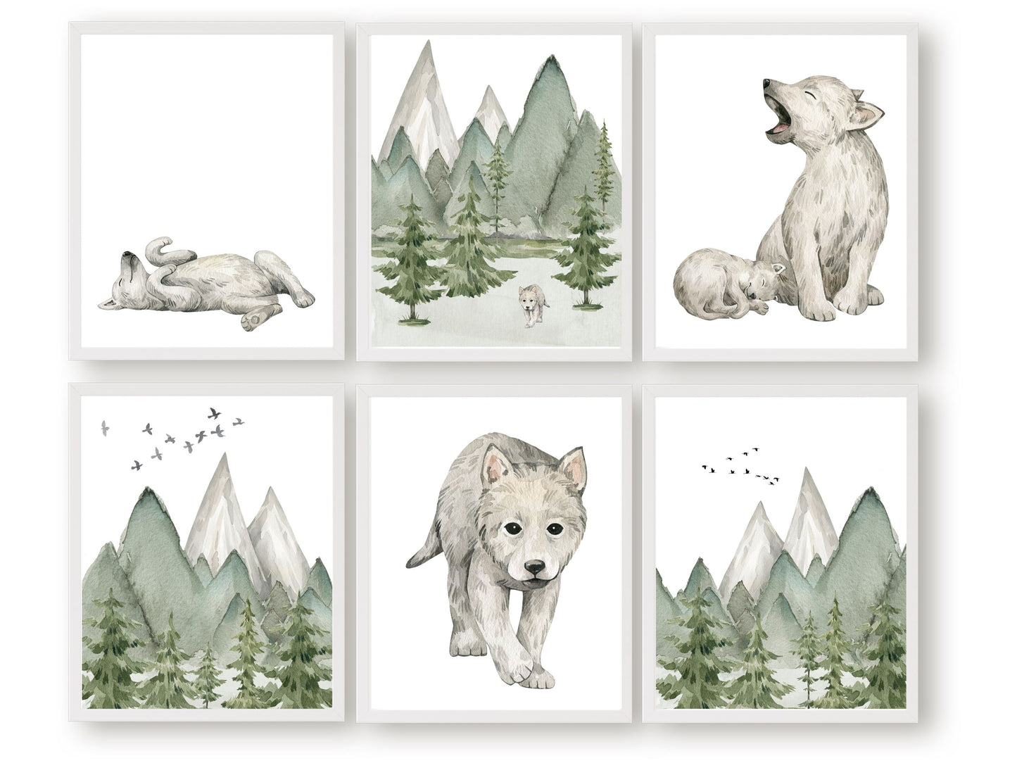 Our adorable Baby Wolf Nursery Prints Set of 6 are the perfect addition to your baby's woodland nursery or baby wolf nursery decor. It also makes a unique baby shower gift.