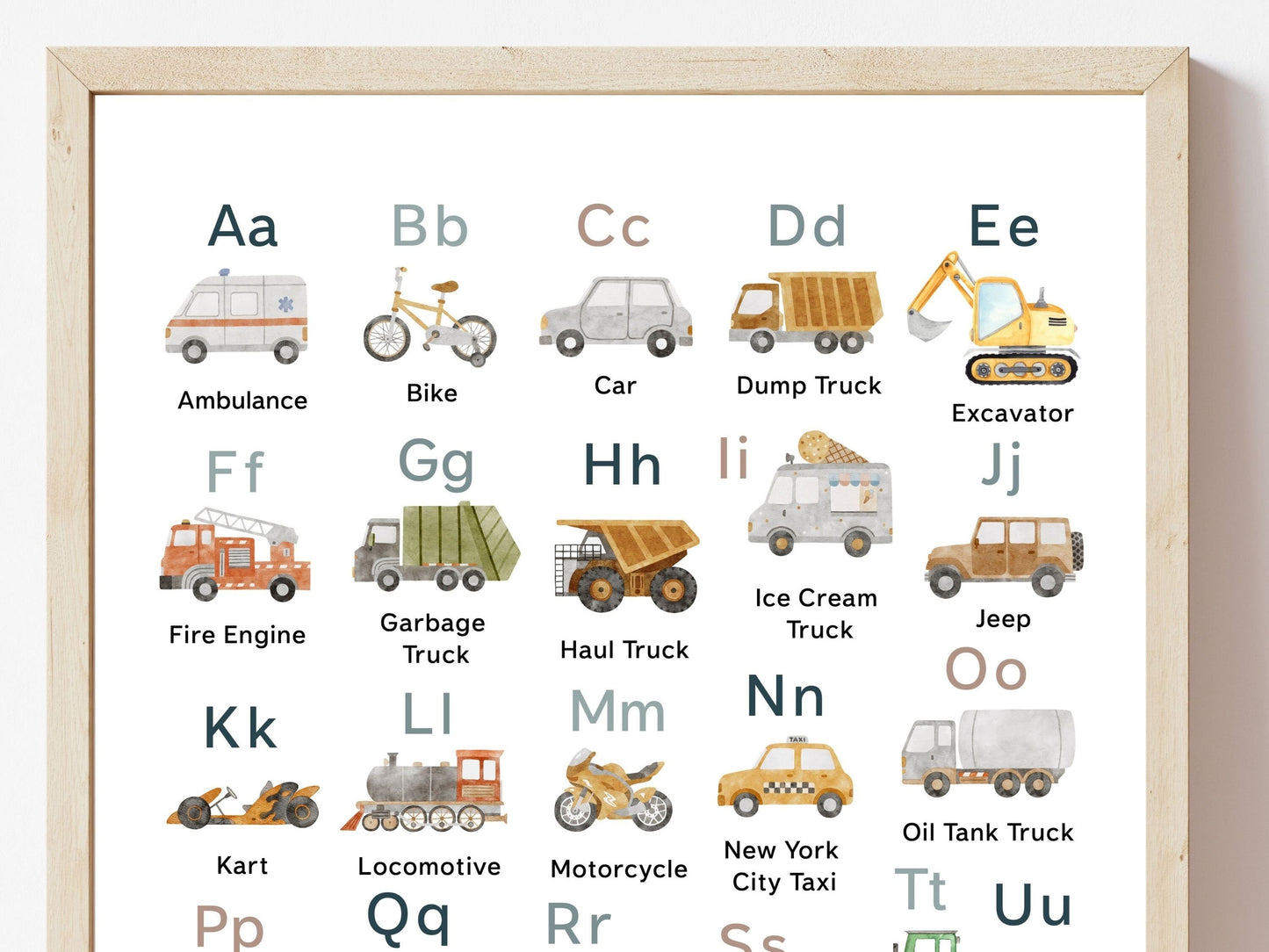 Transport Alphabet and Number Print Set