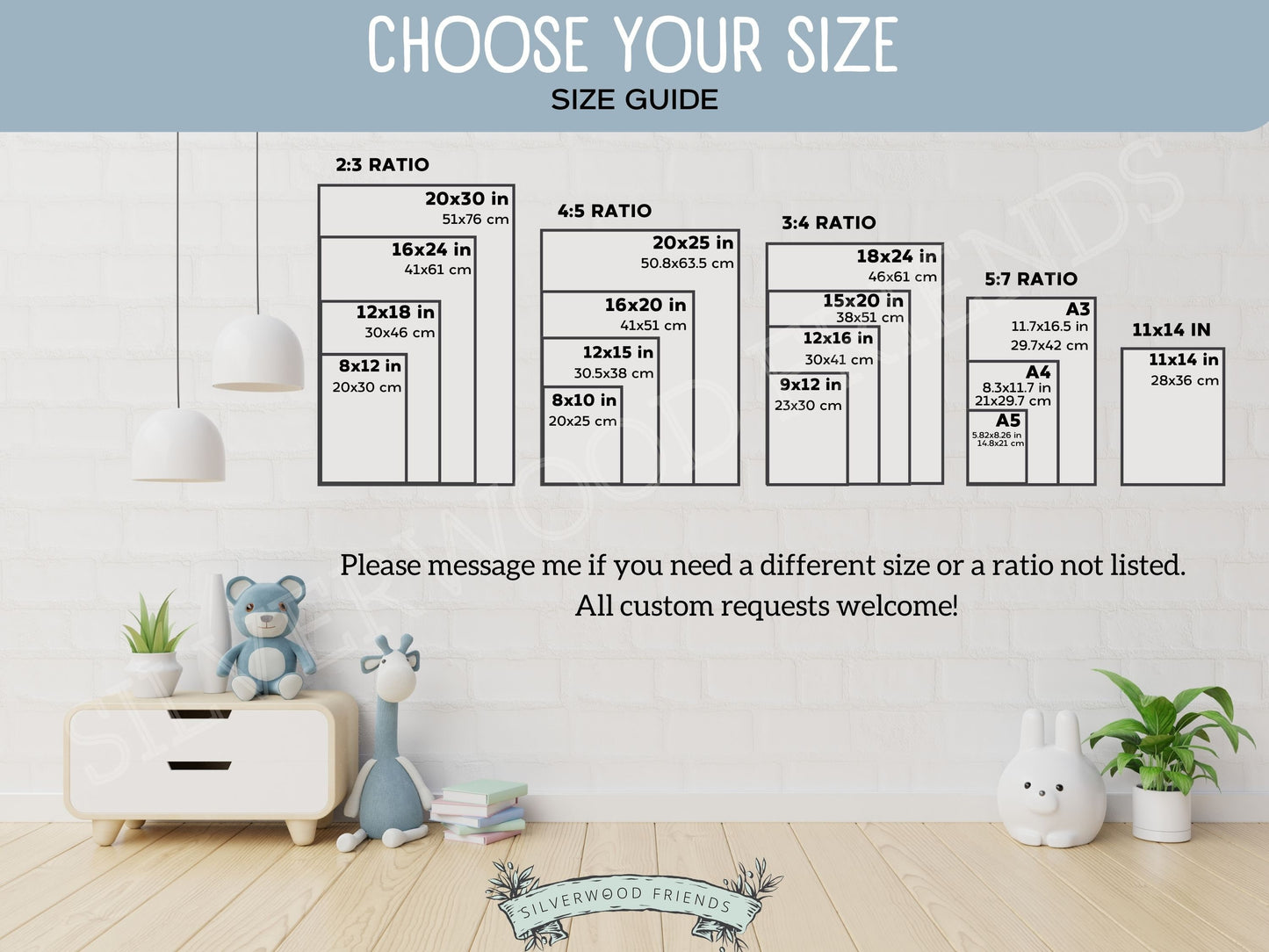Woodland Nursery Prints, Wolf Nursery Decor Print, Bear Nursery Decor Print, Custom Baby Name Sign, Woodland Baby Shower Gift, Digital Print