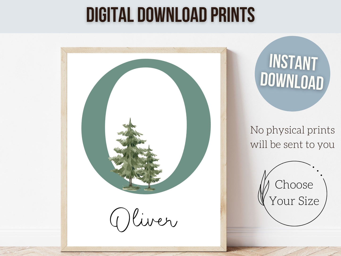 Woodland Forest Nursery Prints, Woodland Forest Nursery Decor, Mountain Nursery Print, Custom Baby Name Personalised Nursery Digital Print