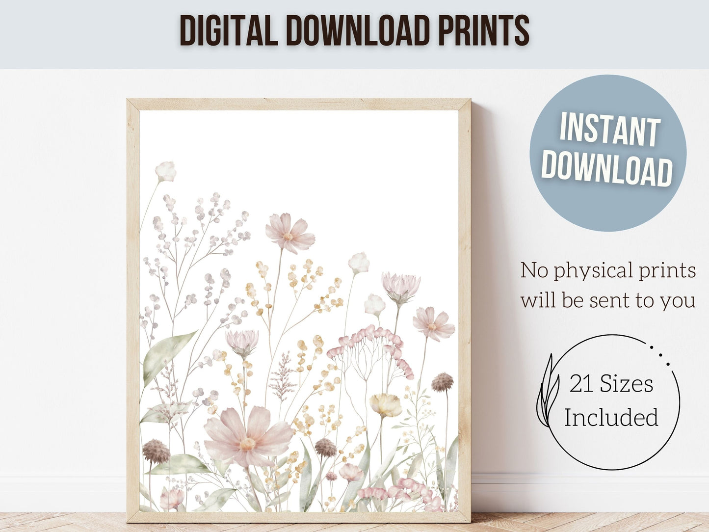 Pale Pink Wildflower Nursery Prints