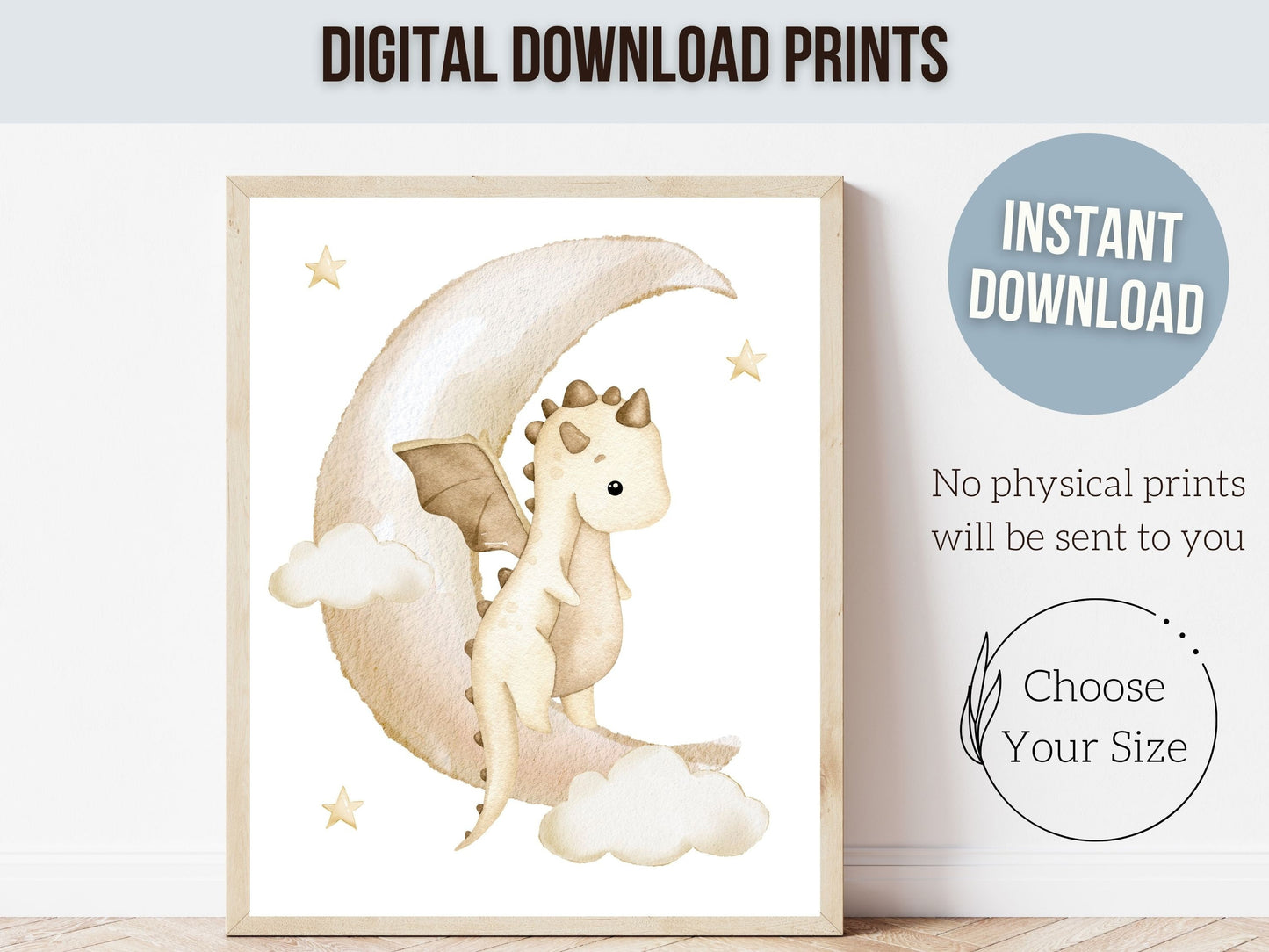ORIGINAL Baby Dragon Nursery Prints, Kids Room Baby Dragon Nursery Wall Decor, Personalized Fairytale Fantasy Nursery Wall Art Digital Print