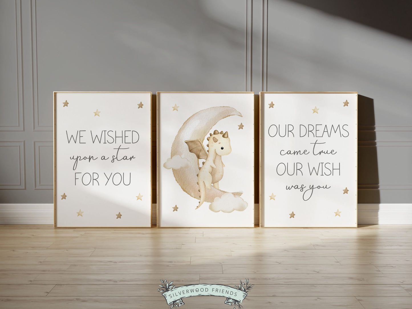 ORIGINAL Baby Dragon Nursery Print Gift For Newborn Beige Dragon Nursery Decor,Kids Fairytale Fantasy Neutral Nursery Wall Art Digital Print