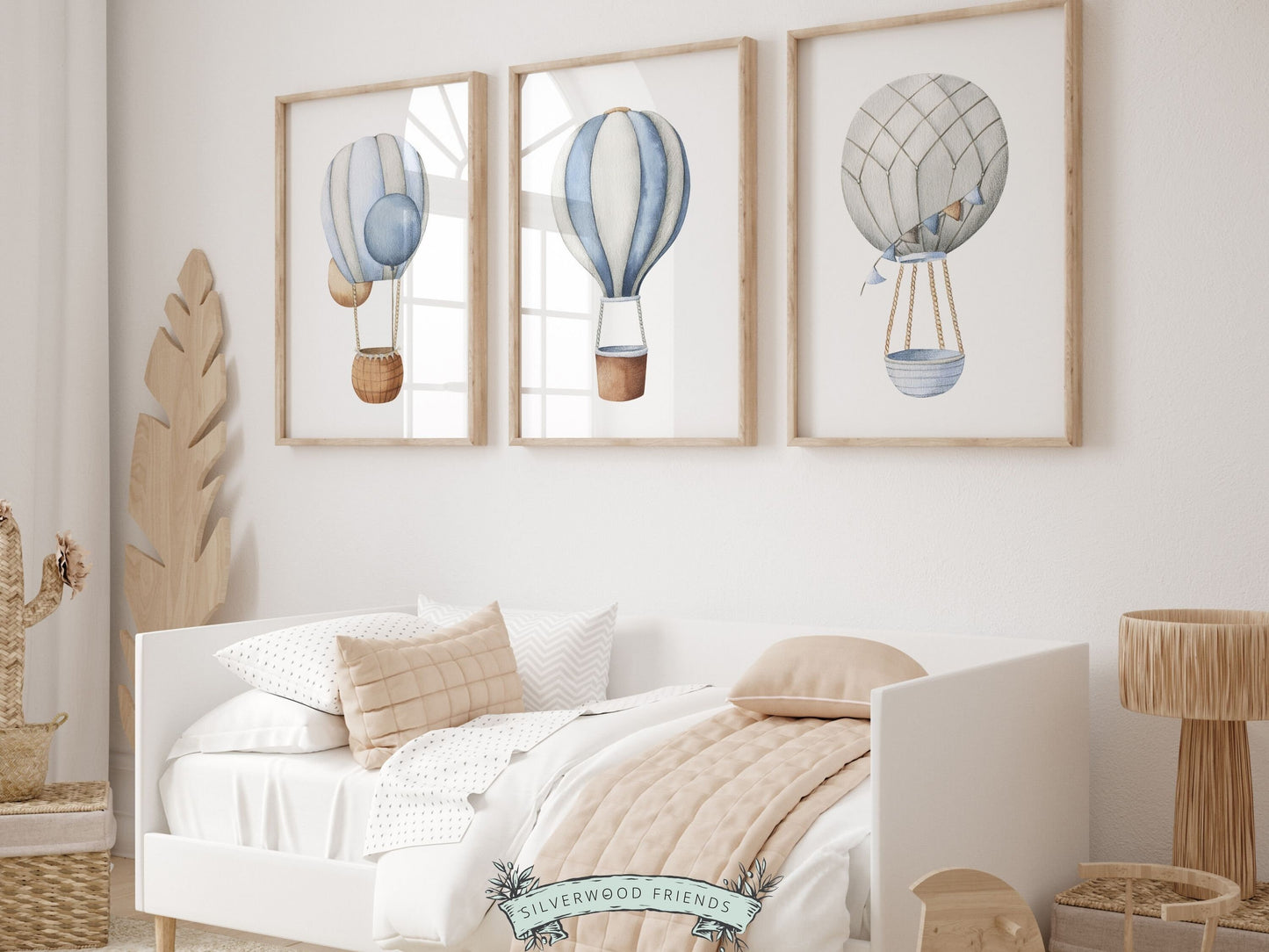 Hot Air Balloon Nursery Prints, Baby Boy Blue Nursery Decor, Nursery Wall Art, Newborn Gift, Transport Adventure Theme Nursery Digital Print