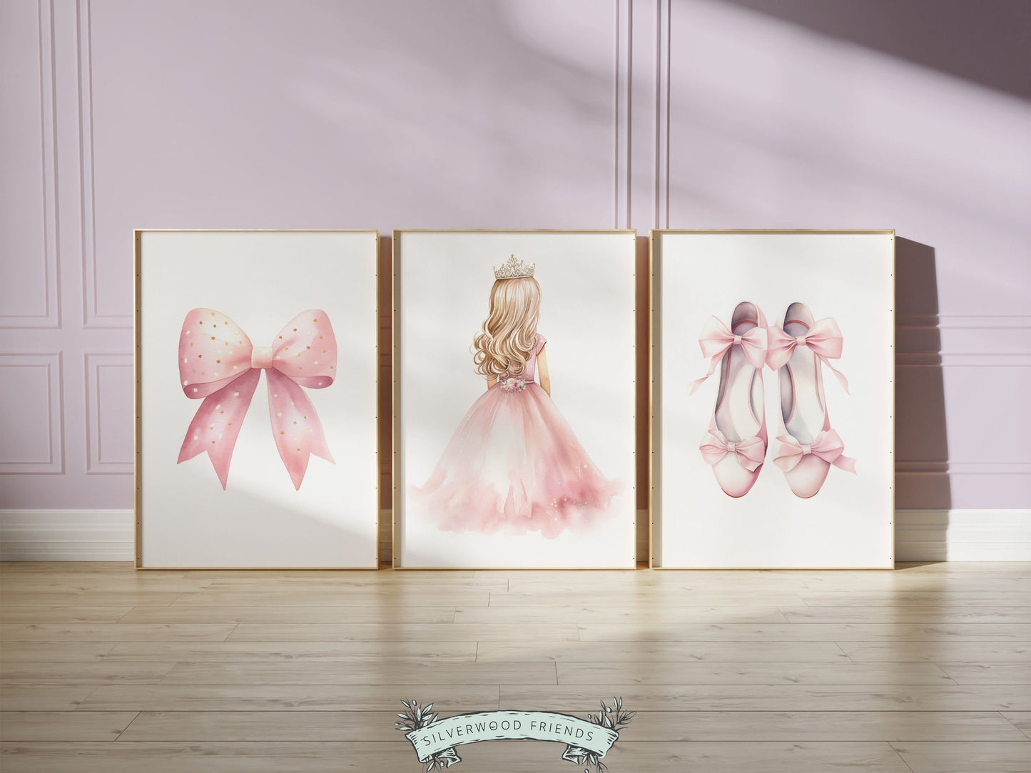 Baby Girls Princess Nursery Prints, Ballerina Nursery Decor, Pink Ballet Nursery Wall Art, Girls Princess Bedroom Wall Decor Digital Prints