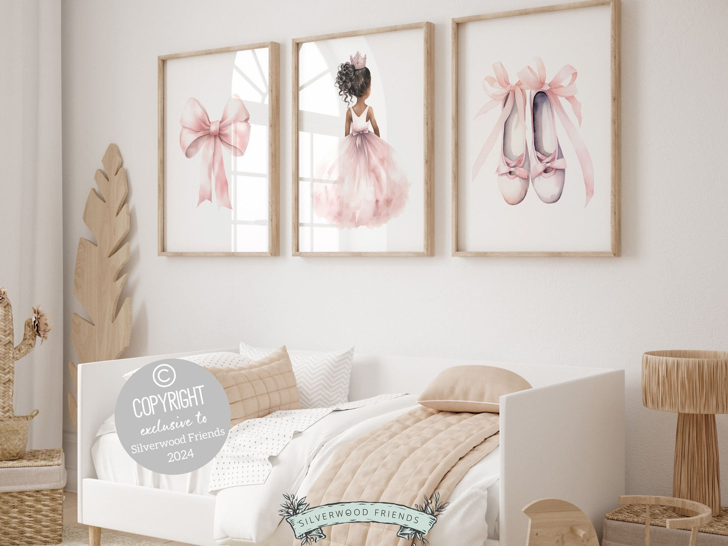 Baby Girls Princess Nursery Prints, African American Ballerina Nursery Decor, Ballet Nursery Wall Art, Princess Bedroom Decor Digital Print