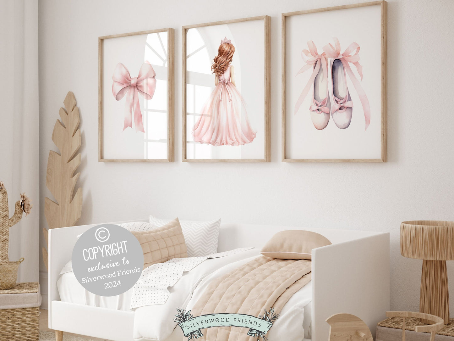 Baby Girls Princess Nursery Prints, Ballerina Nursery Decor, Pink Ballet Nursery Wall Art, Girls Princess Bedroom Wall Decor Digital Prints