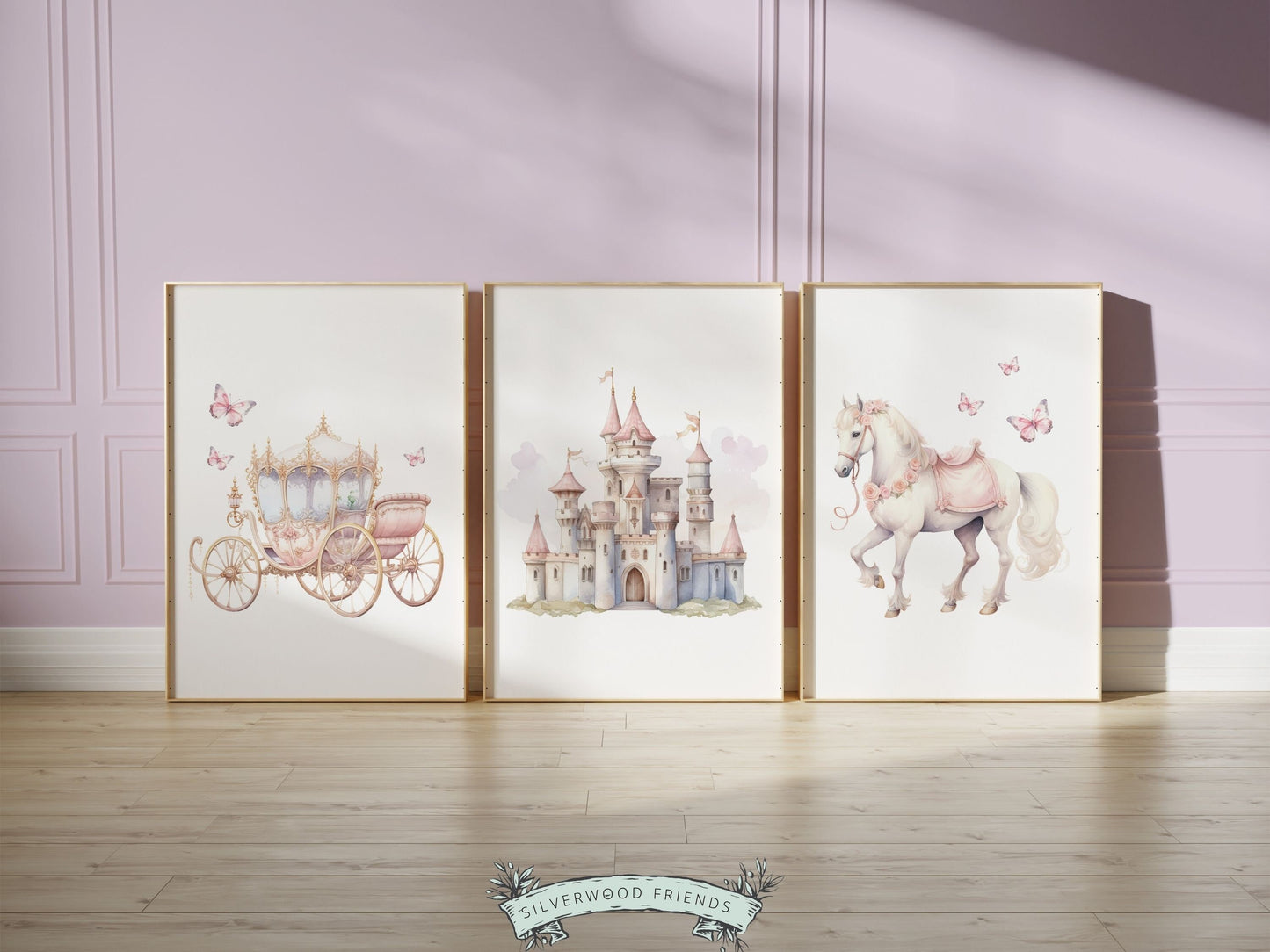 Baby Girls Princess Nursery Prints, Fairy Tale Nursery Decor, Fairytale Nursery Wall Art, Girls Princess Bedroom Wall Decor Digital Prints