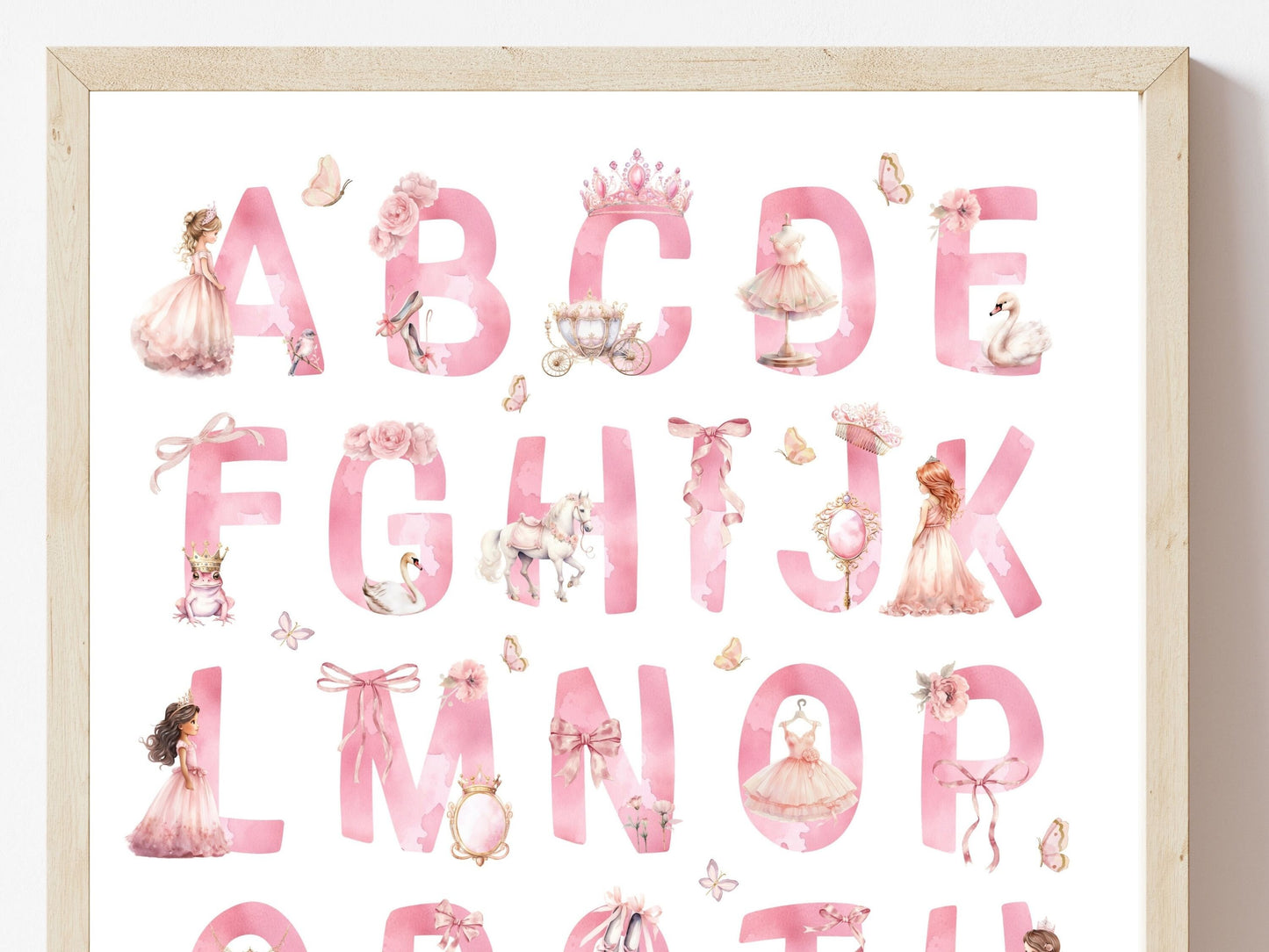 ORIGINAL Baby Girls Princess Nursery Print, Fairytale Alphabet Print, Baby Girl Ballet Room Decor, Ballerina Nursery Decor Digital ABC Print