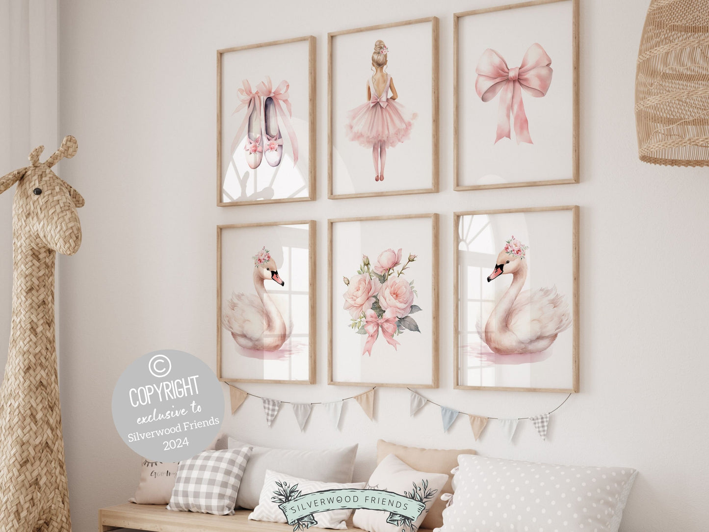 Baby Girl's Ballet Nursery Prints, Ballerina Nursery Decor, Pink Ballet Nursery Wall Art, Ballet Dancer Printable Wall Decor Digital Prints
