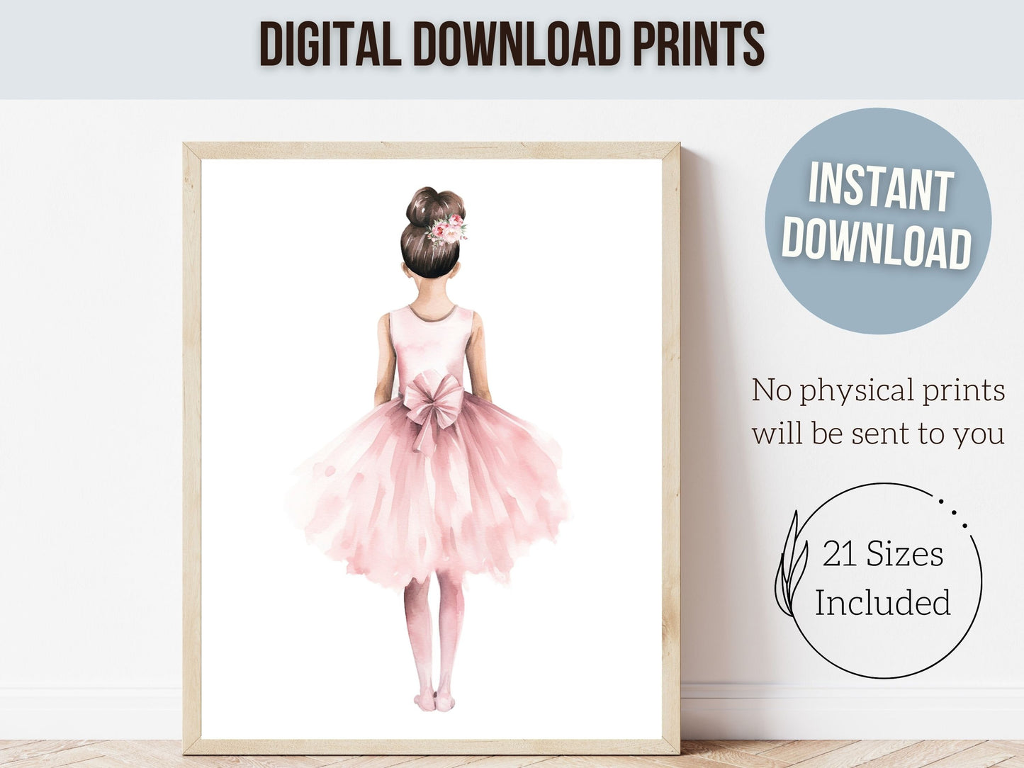 Baby Girl's Ballet Nursery Prints, Ballerina Nursery Decor, Pink Ballet Nursery Wall Art, Ballet Wildflower Nursery Wall Decor Digital Print
