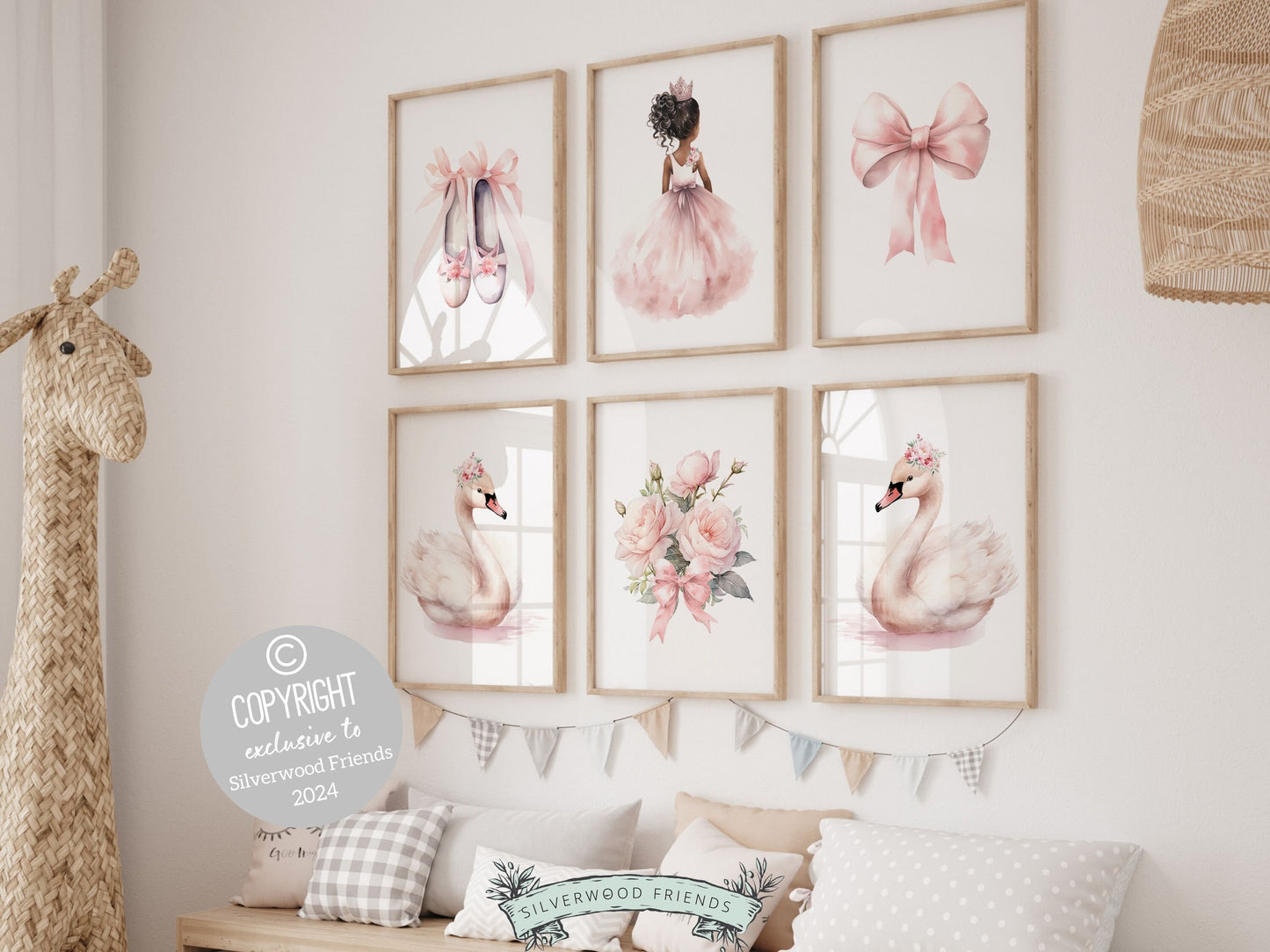 Set of 6 Ballet Nursery Prints. Perfect for your ballet nursery decor or dance inspired bedroom, these charming prints add an elegant touch to your baby girls room inspiring dreams of graceful twirls and makes a unique baby shower gift.