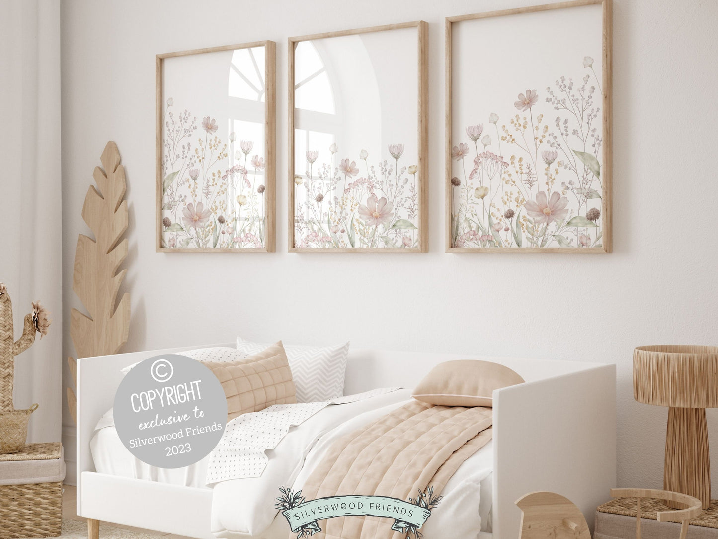 Pale Pink Wildflower Nursery Prints