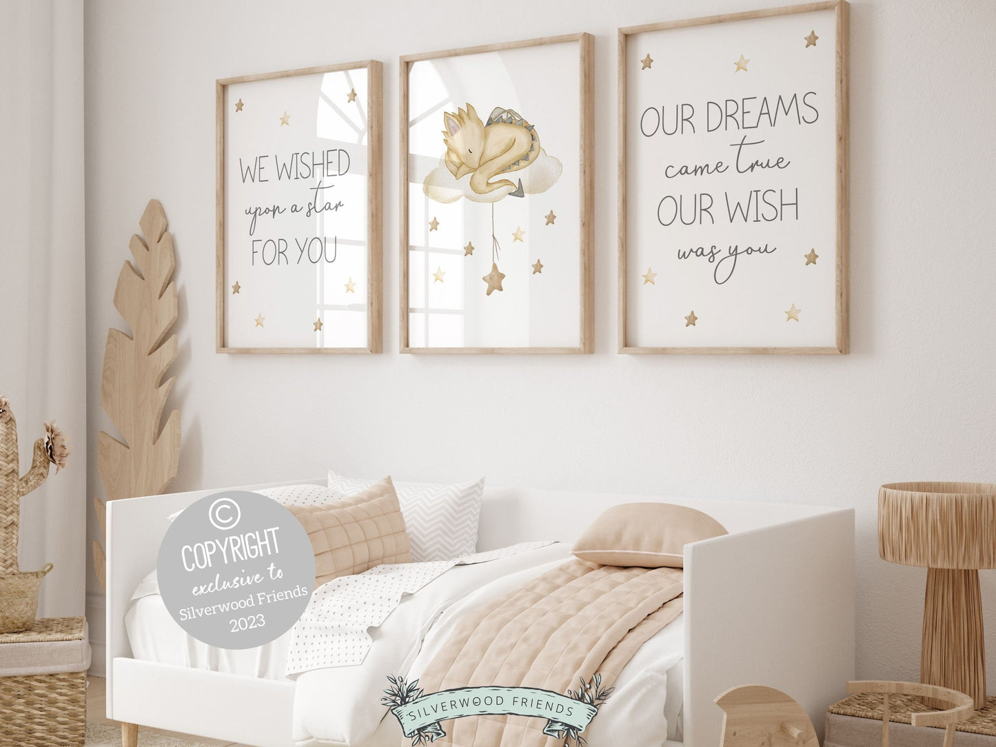 ORIGINAL Baby Dragon Nursery Print Beige Dragon Nursery Decor Kids Room, Fairytale Fantasy Neutral Nursery Wall Art Digital Download Prints