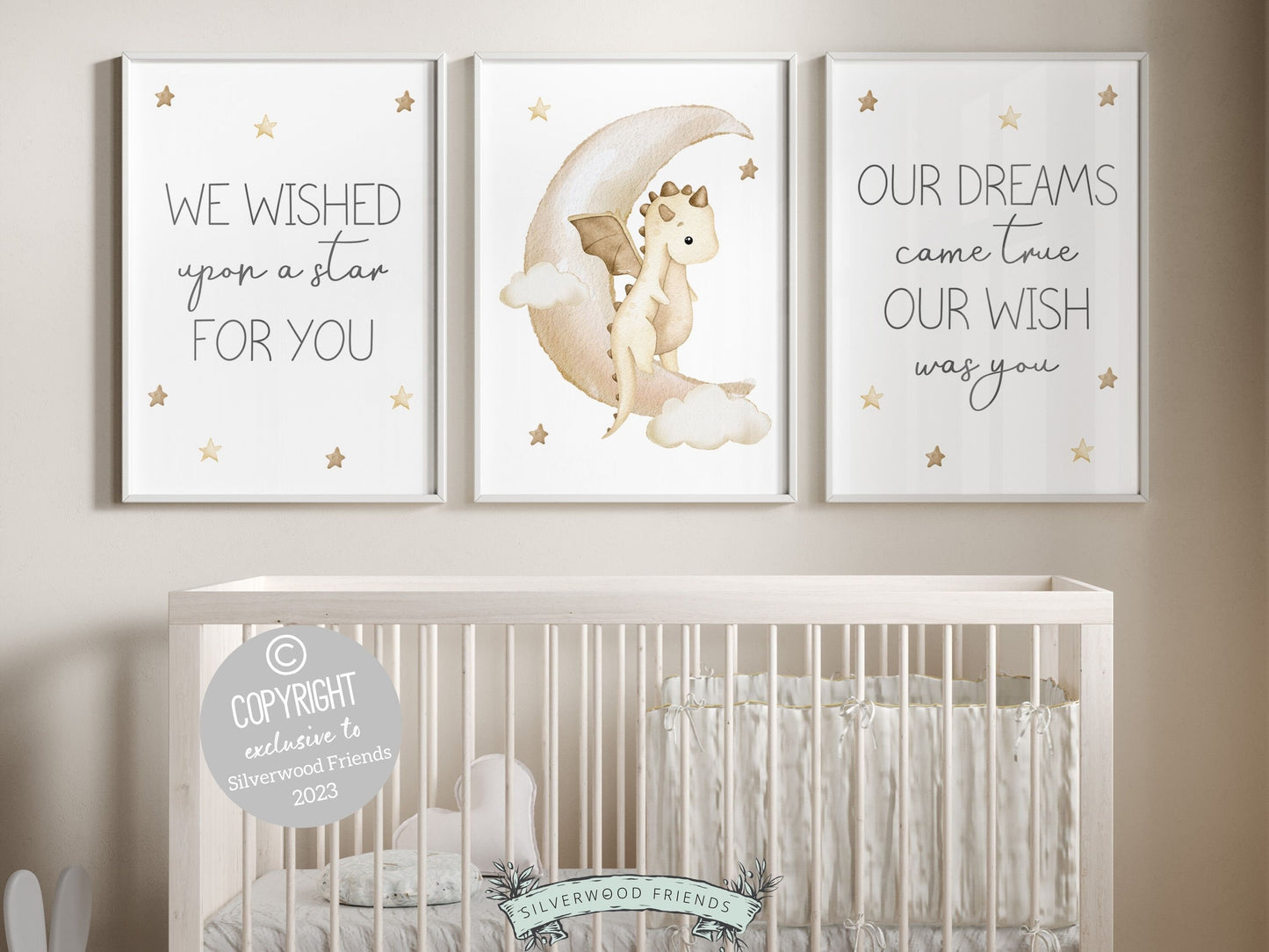 ORIGINAL Baby Dragon Nursery Print Gift For Newborn Beige Dragon Nursery Decor,Kids Fairytale Fantasy Neutral Nursery Wall Art Digital Print