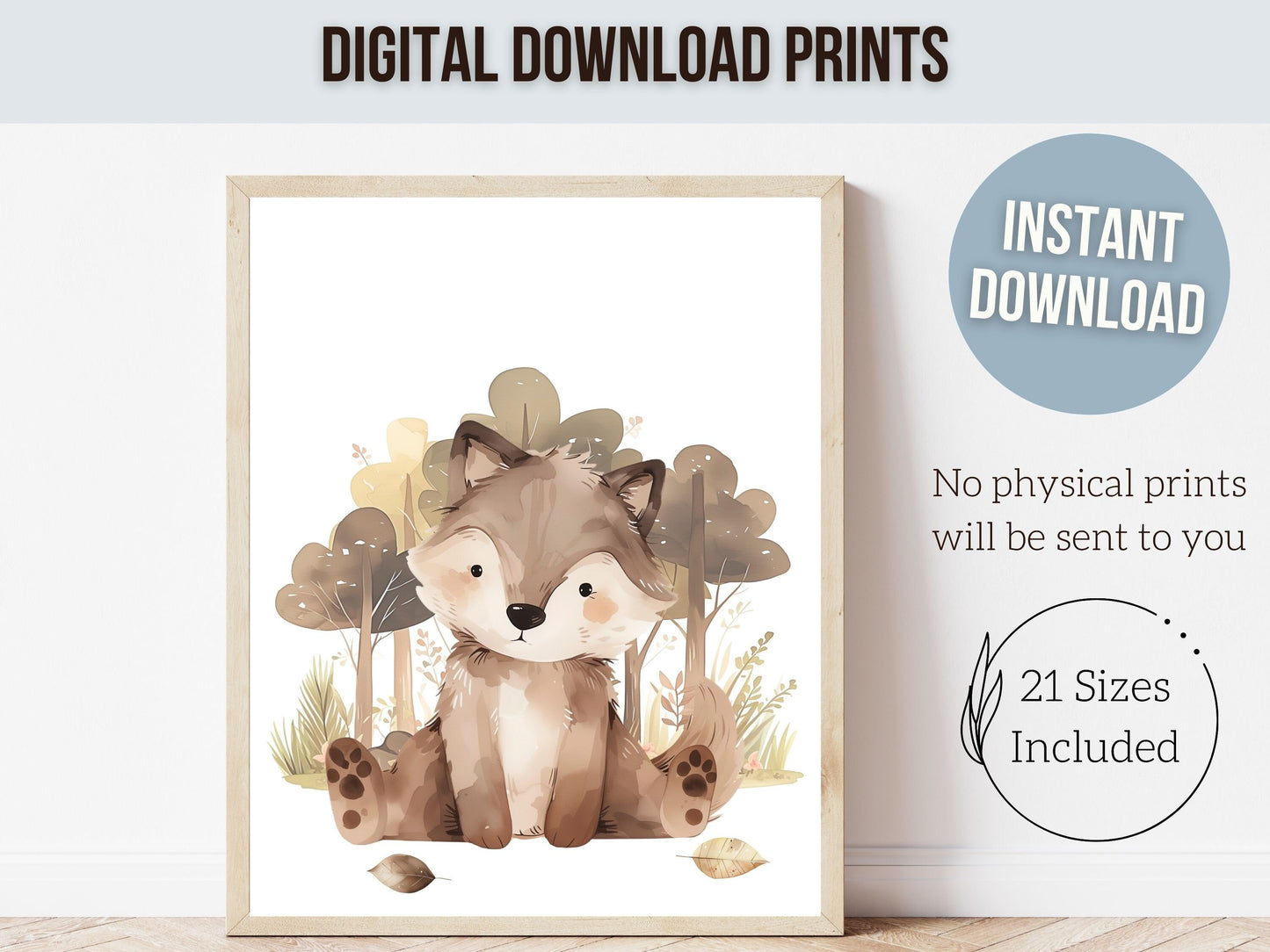 ORIGINAL Woodland Animal Nursery Prints, Woodland Nursery Decor, Kids Forest Theme Room Wall Decor Neutral Nursery Wall Art Digital Prints