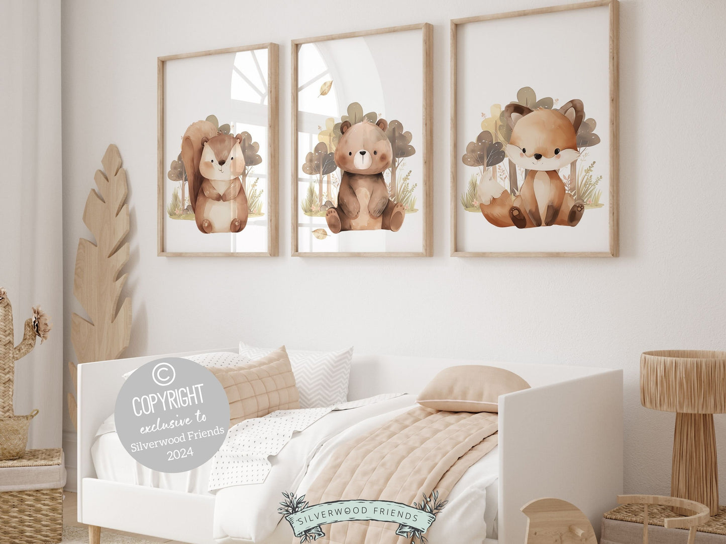 ORIGINAL Woodland Nursery Prints, Woodland Bear Nursery Decor, Kids Forest Theme Room Wall Decor Neutral Nursery Wall Art Fox Digital Prints