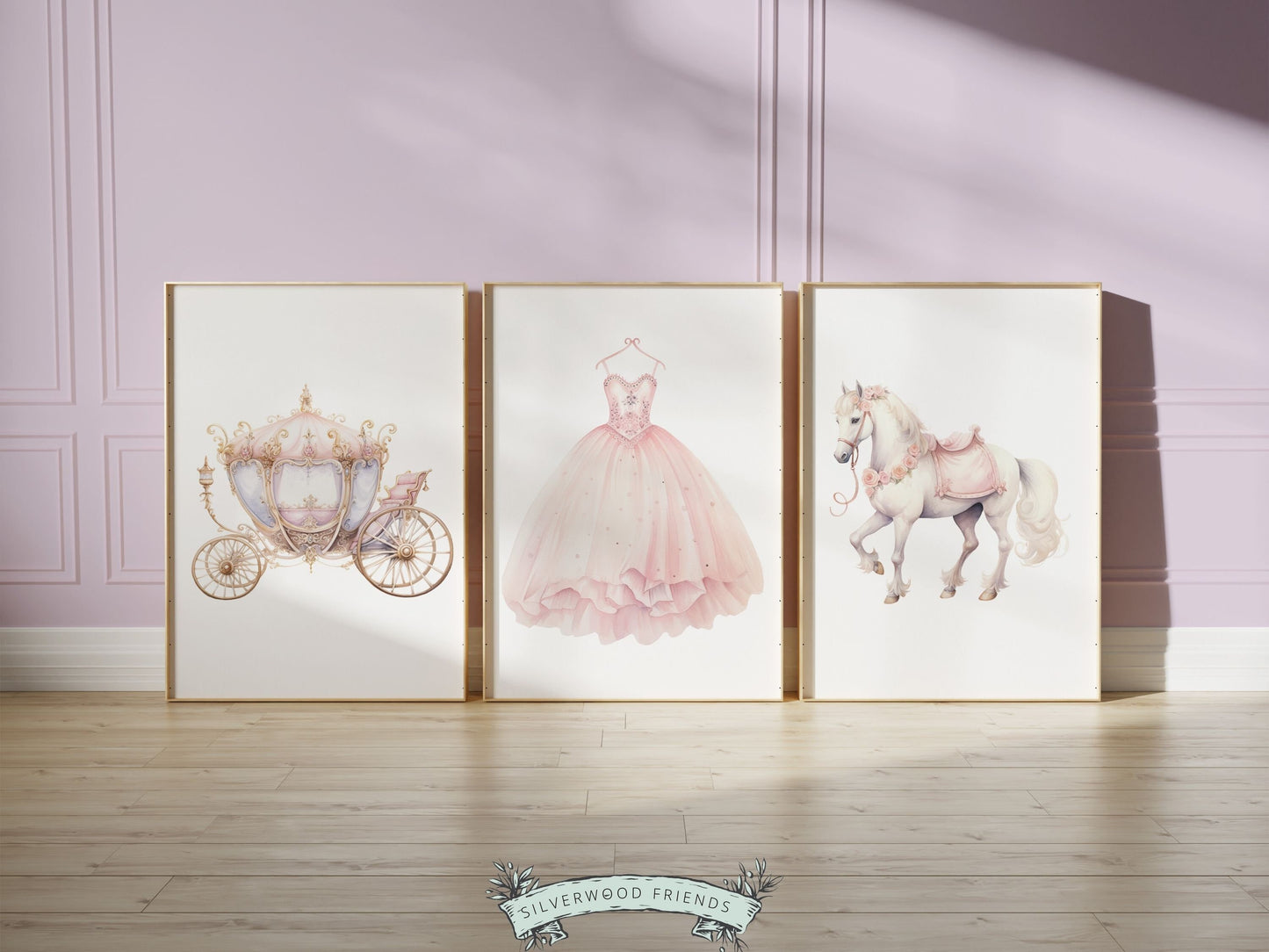 Baby Girls Princess Nursery Prints, Ballerina Nursery Decor, Pink Ballet Nursery Wall Art, Girls Princess Bedroom Wall Decor Digital Prints