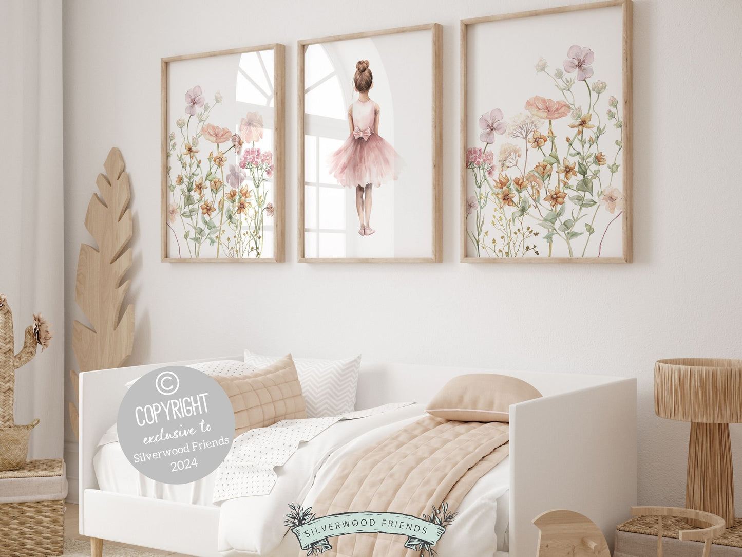 ORIGINAL Baby Girl Ballet Nursery Print, Ballerina Wildflower Nursery Decor, Floral Nursery Wall Art Girl Ballet Bedroom Decor Digital Print