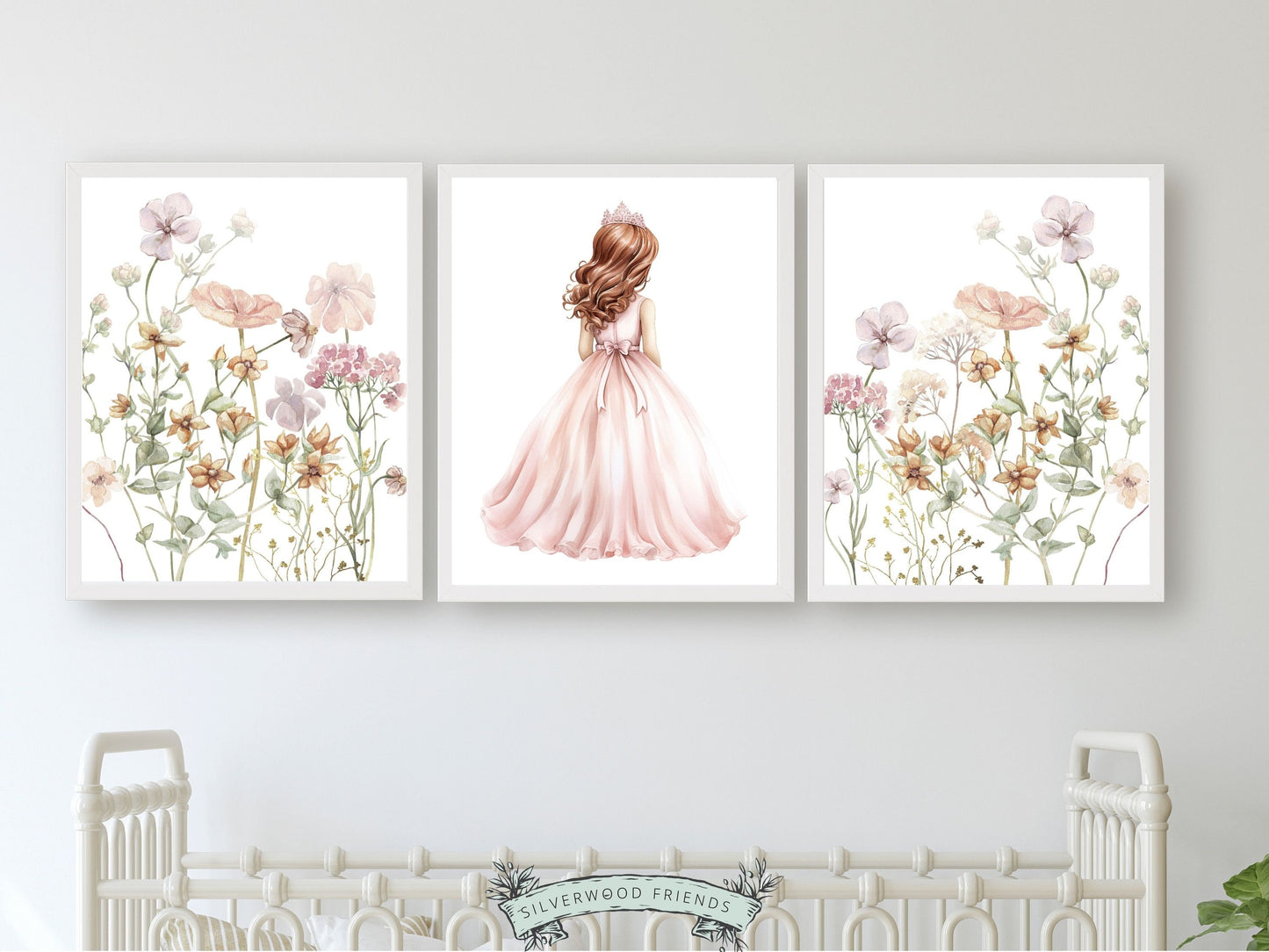 ORIGINAL Baby Girl Princess Nursery Print, Wildflower Fairytale Nursery Decor, Ballet Nursery Wall Art Girls Floral Wall Decor Digital Print