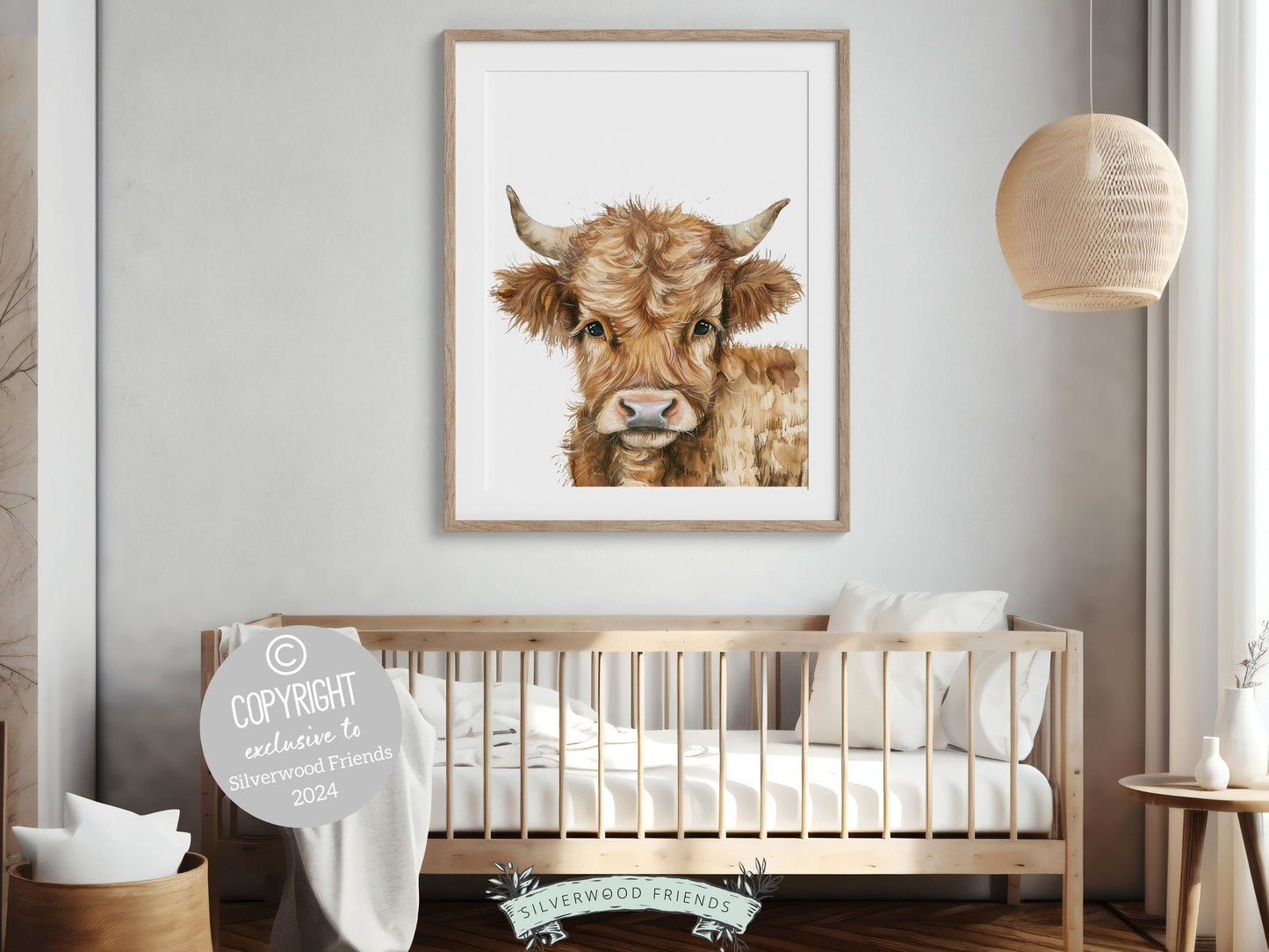 Highland Cow Nursery Print, Highland Cow Nursery Decor, Baby Farm Animal Nursery Print,Farm Nursery Decor Baby Shower Gift Cow Digital Print