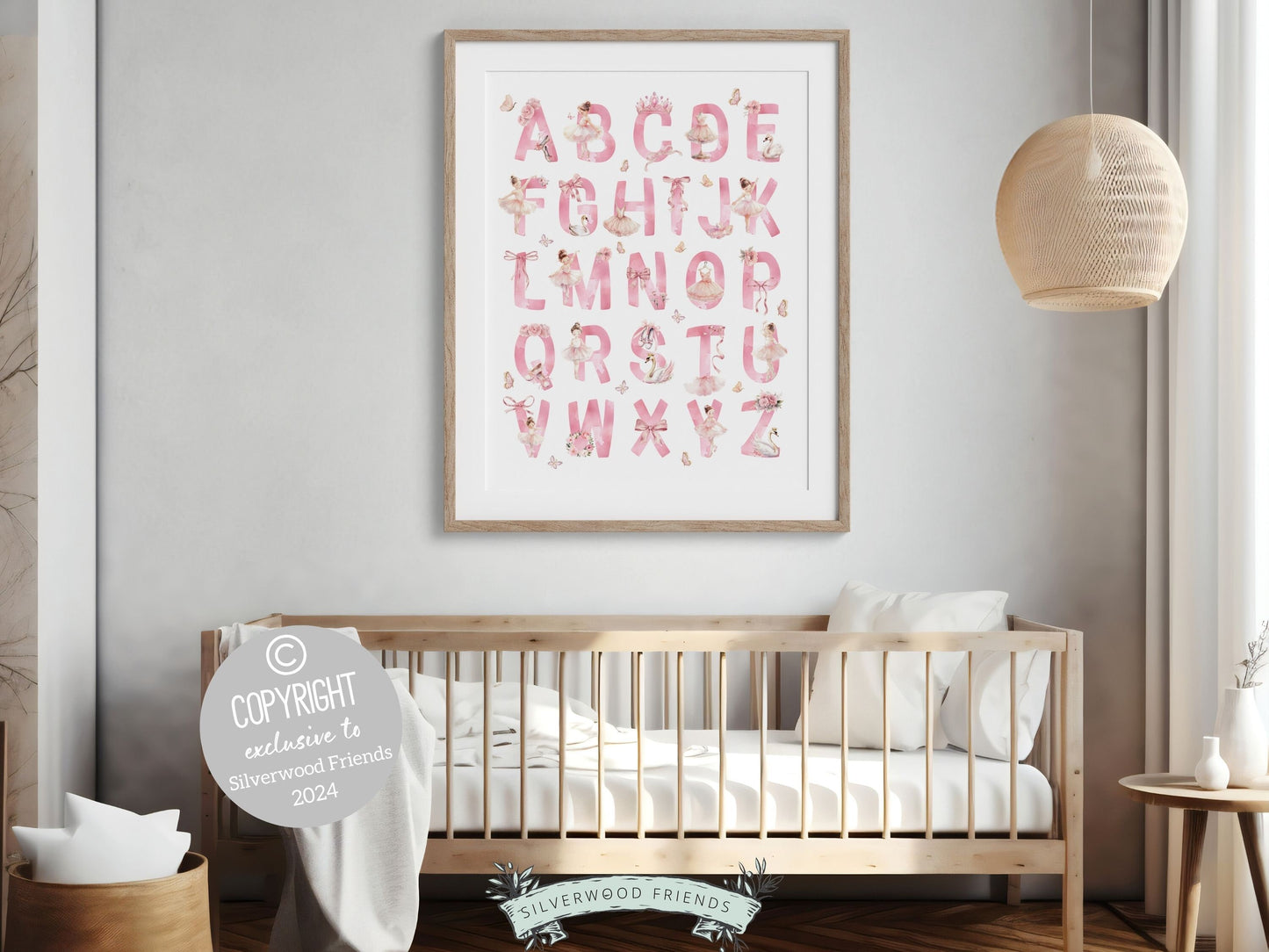 ORIGINAL Baby Girls Pink Ballerina Nursery Print, Ballet Alphabet Print, Baby Girl Ballet Room Decor, Ballerina Nursery Decor Digital Print