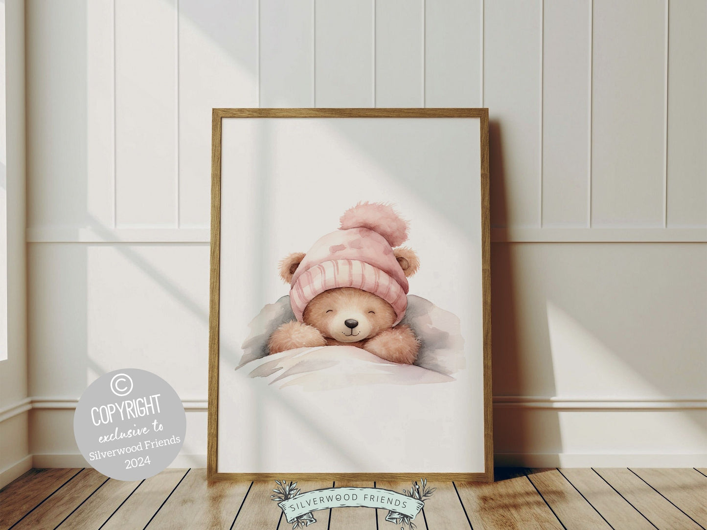 Baby Girls Teddy Bear Nursery Prints, Teddy Bear Nursery Decor, Pink Teddy Bear Nursery Wall Art, Baby Girl Room Wall Decor Digital Prints