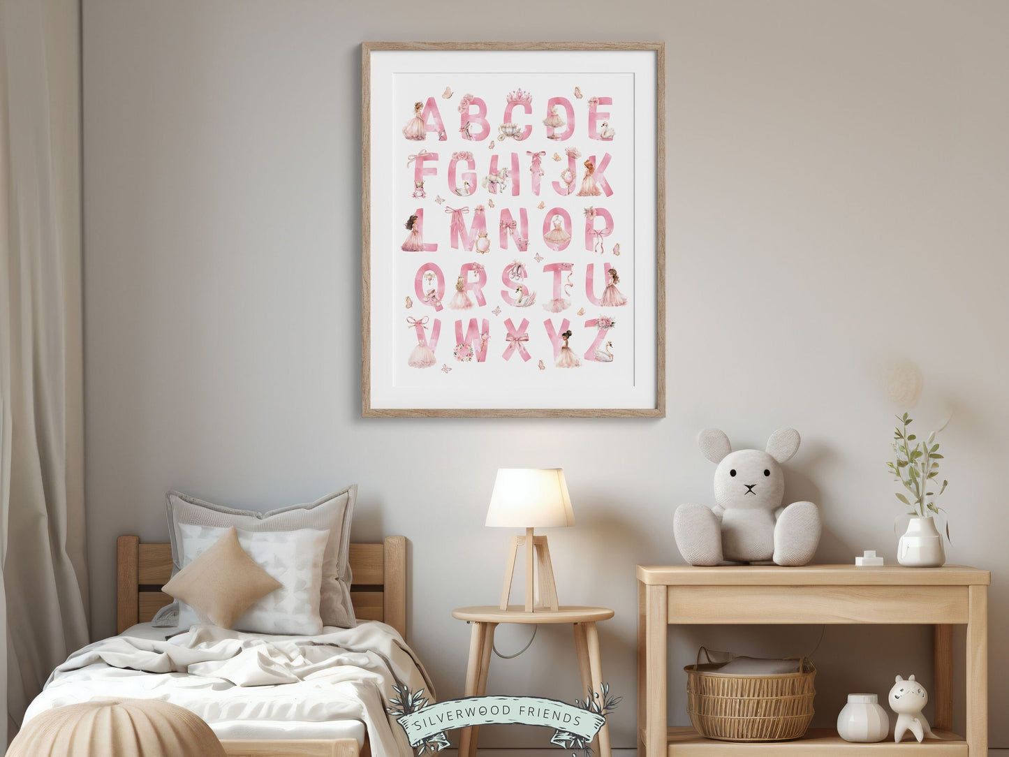 ORIGINAL Baby Girls Princess Nursery Print, Fairytale Alphabet Print, Baby Girl Ballet Room Decor, Ballerina Nursery Decor Digital ABC Print