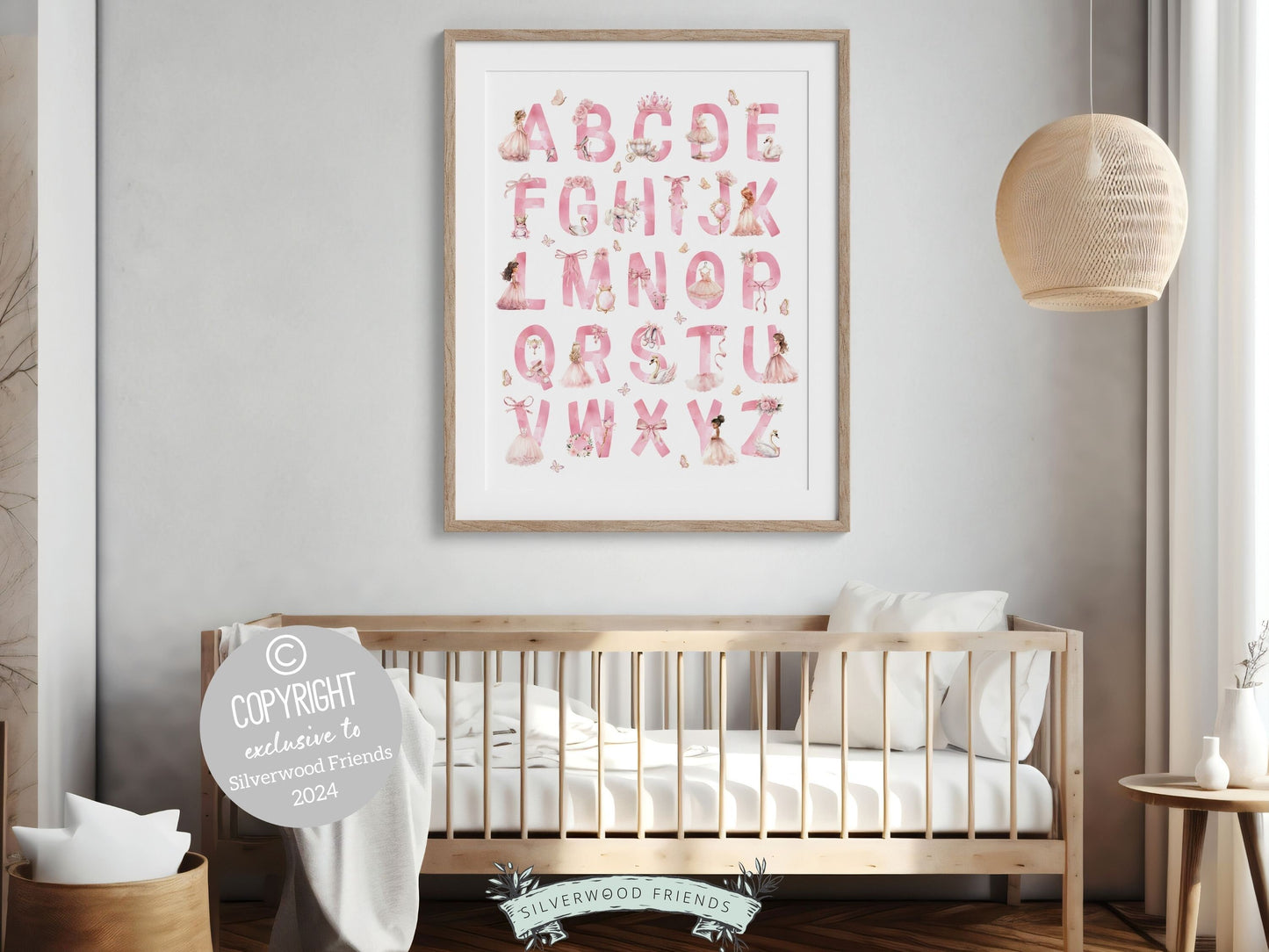 ORIGINAL Baby Girls Princess Nursery Print, Fairytale Alphabet Print, Baby Girl Ballet Room Decor, Ballerina Nursery Decor Digital ABC Print