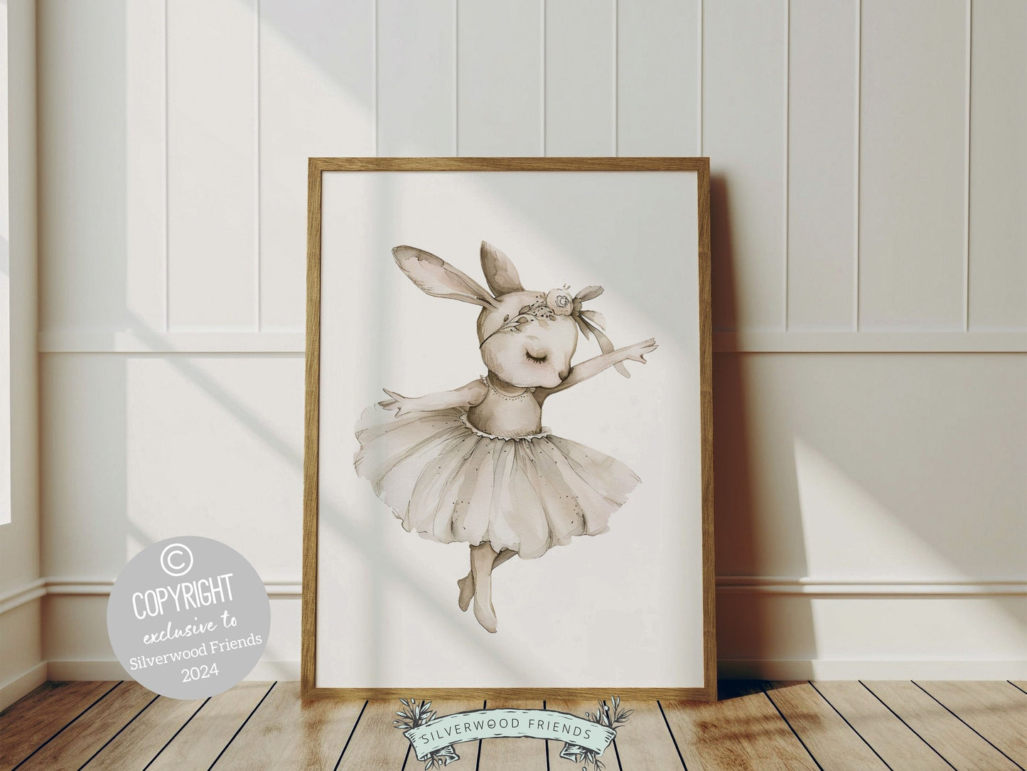 ORIGINAL Bunny Nursery Print Gift For Baby Girl Bunny Nursery Decor, Kids Ballet Bedroom Wall Decor Ballerina Nursery Digital Download Print