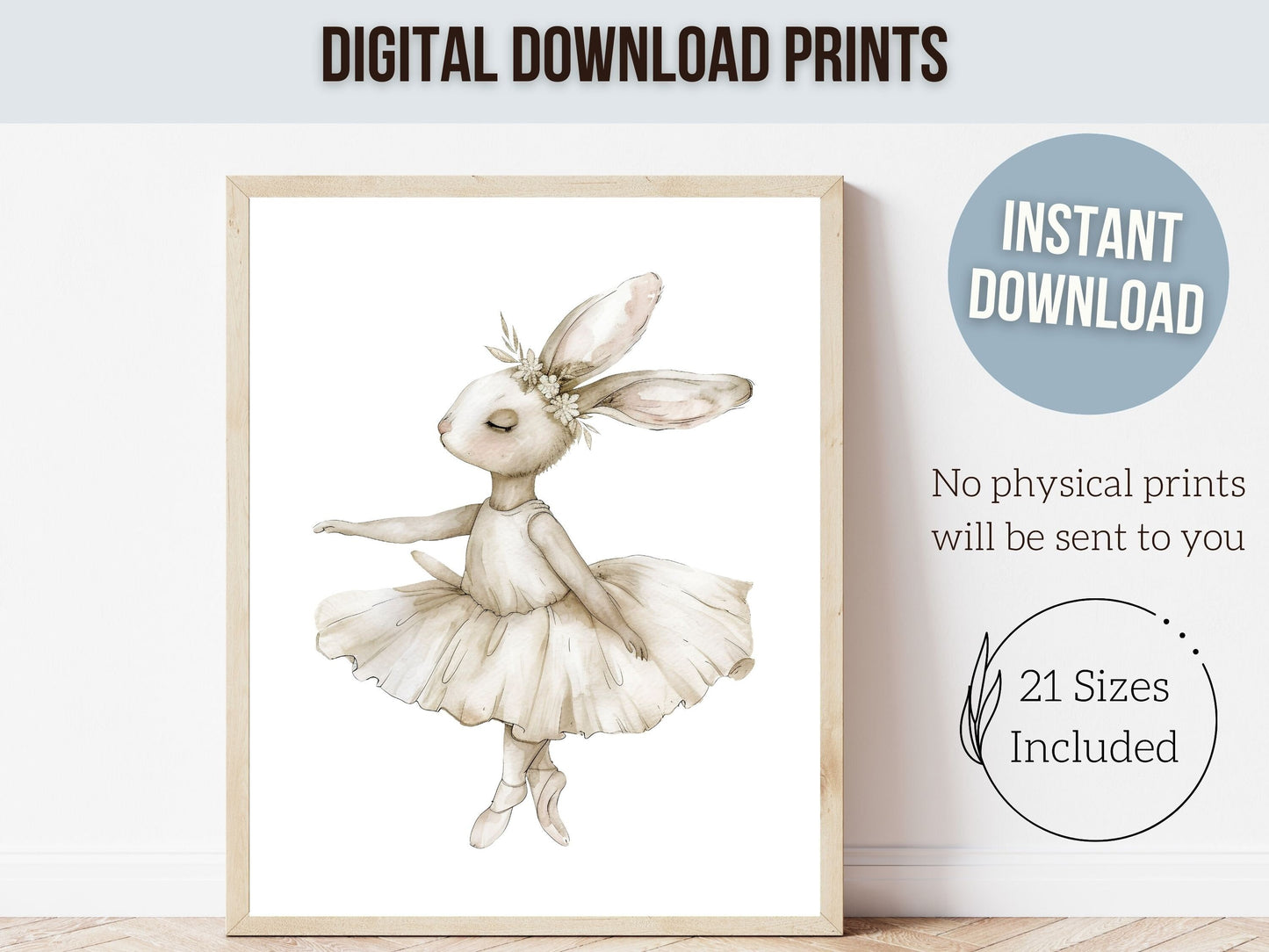 ORIGINAL Bunny Nursery Print Gift For Baby Girl Bunny Nursery Decor, Kids Ballet Bedroom Wall Decor Ballerina Nursery Digital Download Print