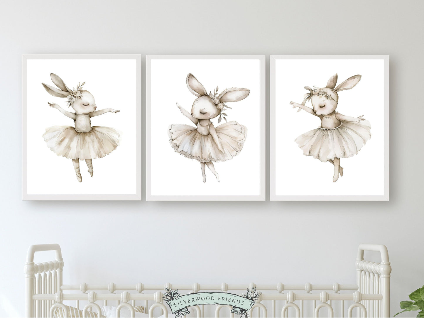 ORIGINAL Bunny Nursery Print Gift For Baby Girl Bunny Nursery Decor, Kids Ballet Bedroom Wall Decor Ballerina Nursery Digital Download Print