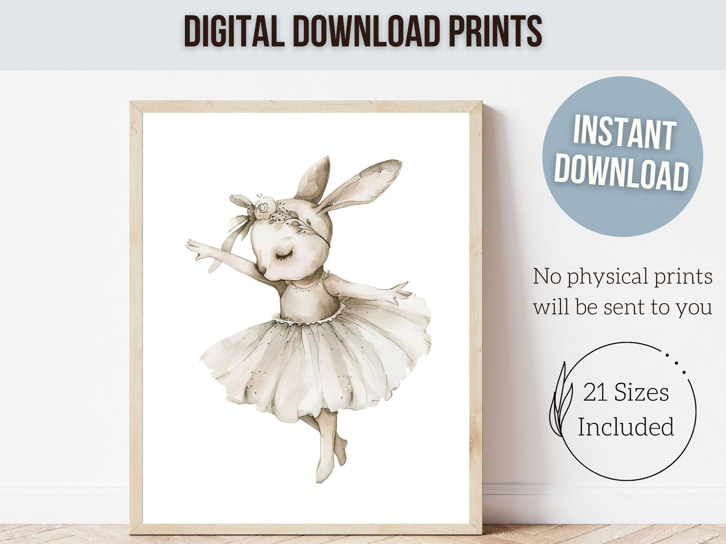 ORIGINAL Bunny Nursery Print Gift For Baby Girl Bunny Nursery Decor, Kids Ballet Bedroom Wall Decor Ballerina Nursery Digital Download Print