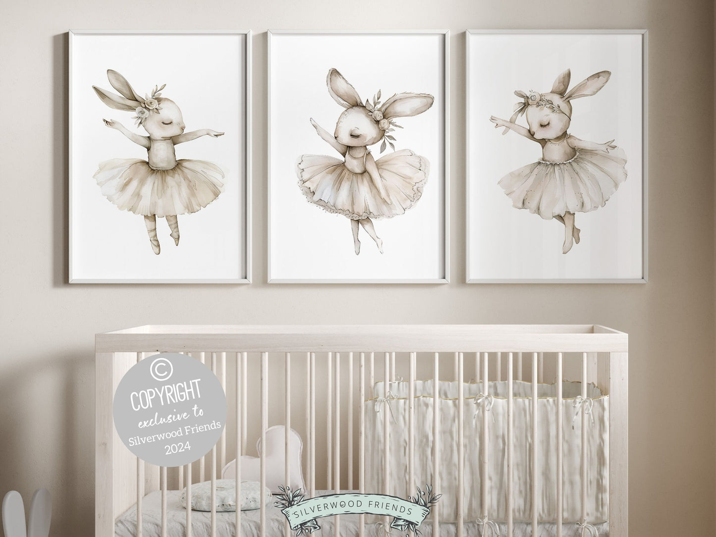 ORIGINAL Bunny Nursery Print Gift For Baby Girl Bunny Nursery Decor, Kids Ballet Bedroom Wall Decor Ballerina Nursery Digital Download Print