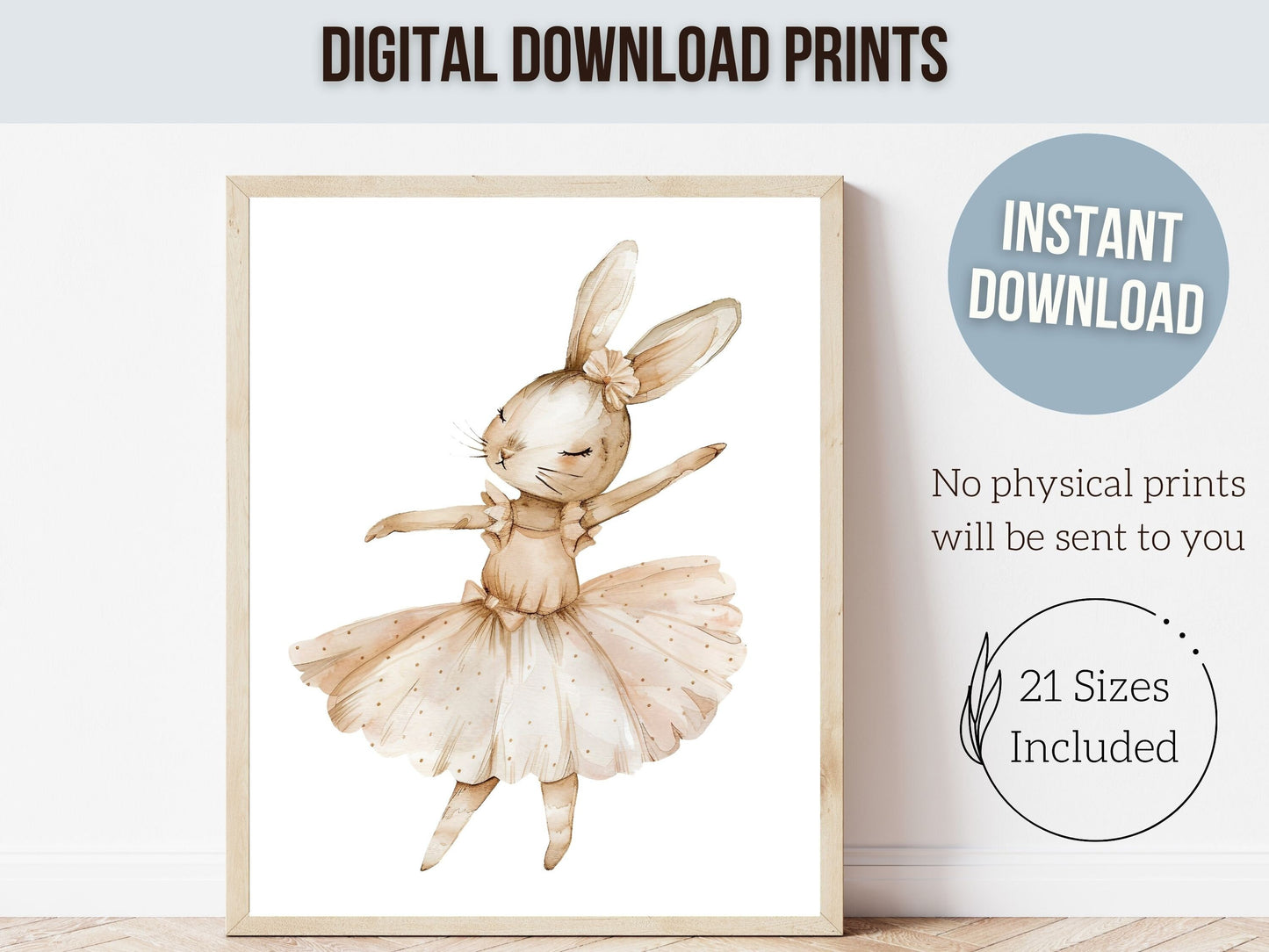 ORIGINAL Bunny Nursery Print Gift For Baby Girl Bunny Nursery Decor, Kids Ballet Bedroom Wall Decor Ballerina Bunny Nursery Digital Print