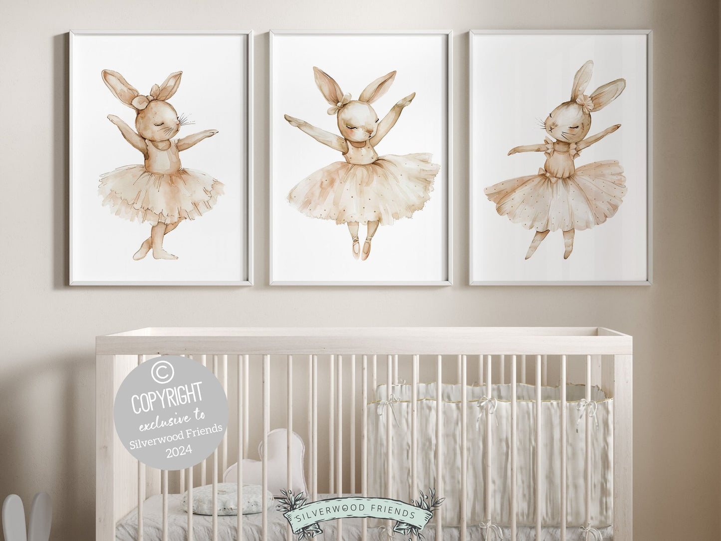 ORIGINAL Bunny Nursery Print Gift For Baby Girl Bunny Nursery Decor, Kids Ballet Bedroom Wall Decor Ballerina Bunny Nursery Digital Print
