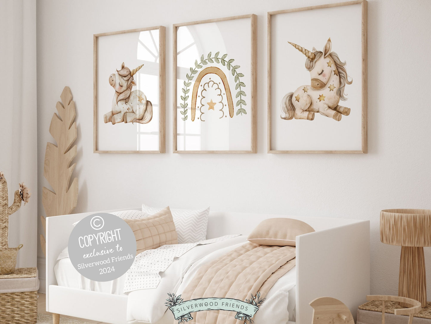 Set of 3 Unicorn Nursery Prints, showcasing adorable unicorns, stars and boho rainbow for a whimsical, enchanting nursery. These neutral prints are the perfect addition to your nursery and also make a charming baby shower gift.