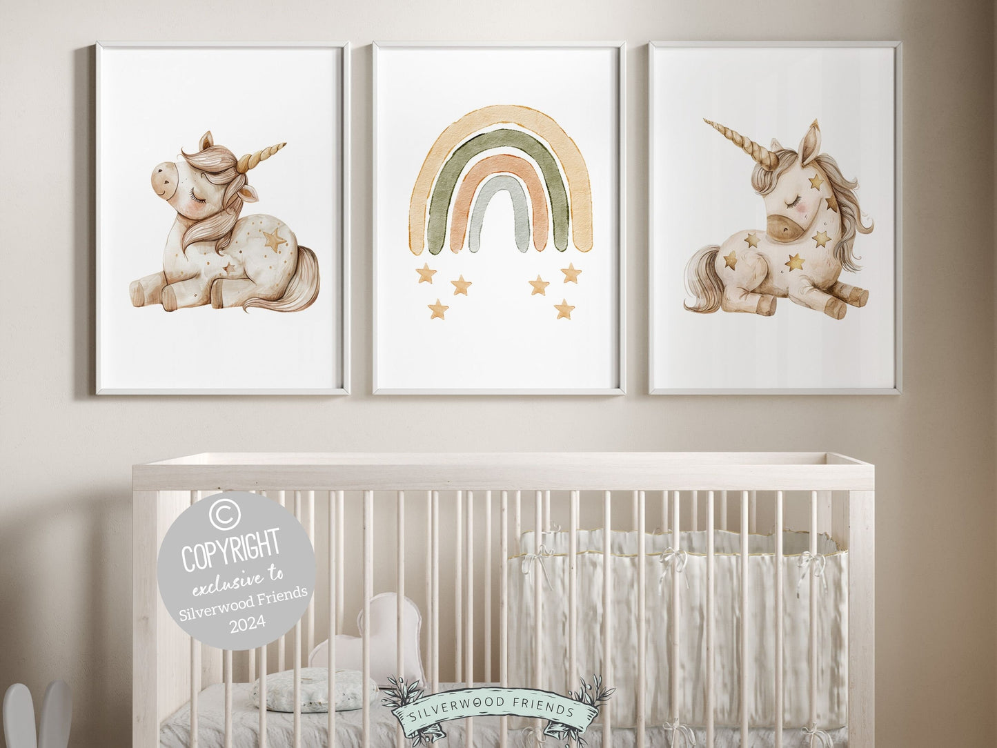 Unicorn Nursery Print, Fairytale Fantasy Nursery Decor, Boho Rainbow Nursery Wall Art, Newborn Gift, Baby Girl Room Decor Digital Prints