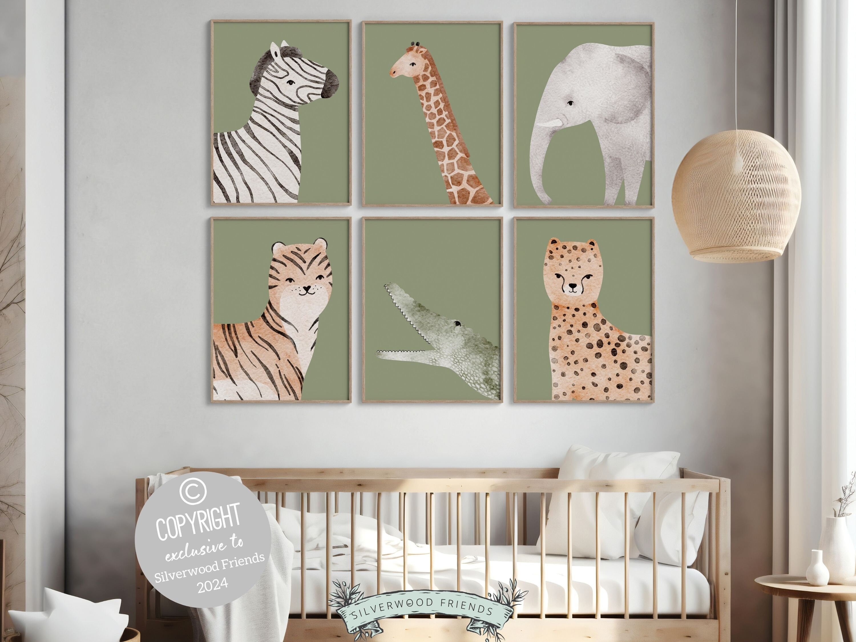 Green Safari Animal Nursery Prints – Silverwood Friends
