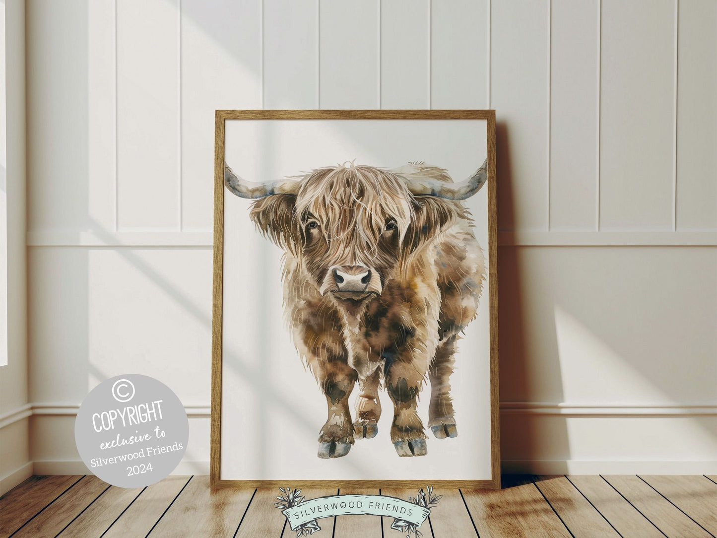 Highland Cow Print, Highland Cow Nursery Decor, Kids Farm Bedroom Wall Decor, Farm Nursery Wall Art Scottish Highland Cow Digital Print Gift