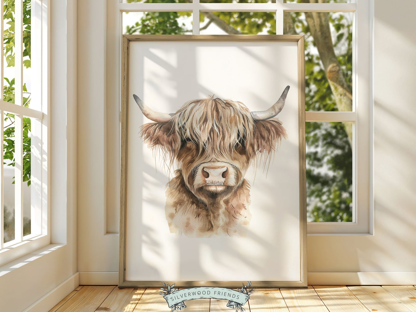 Highland Cow Nursery Print, Highland Cow Nursery Decor Gifts, Kids Farm Bedroom Wall Decor, Minimalist Highland Cow Digital Download Print