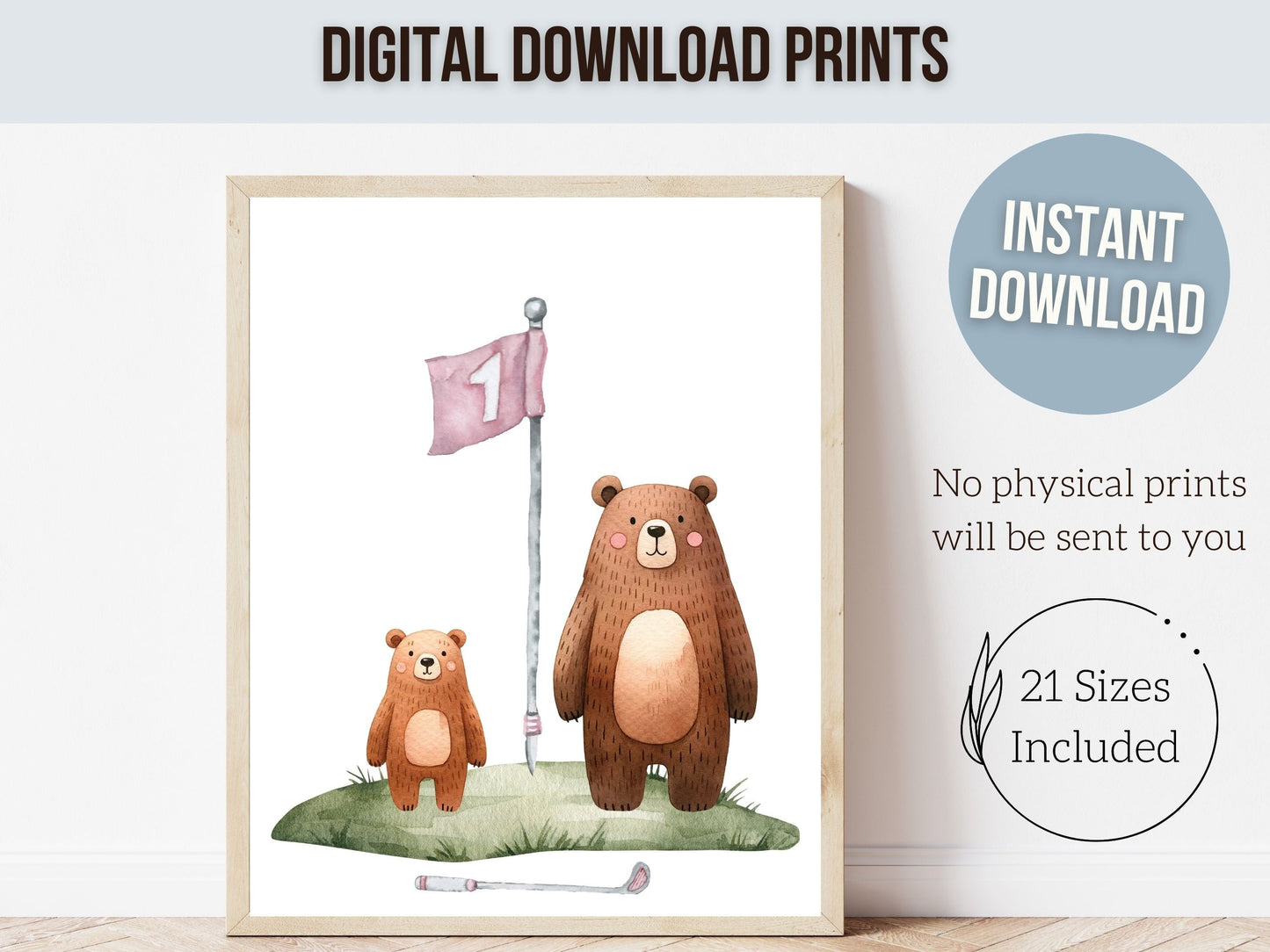 Girls Pink Golf Nursery Prints, Girls Pink Golf Nursery Decor, Girls Sport Nursery Decor, Watercolor Girl Pink Golf Pictures Digital Print